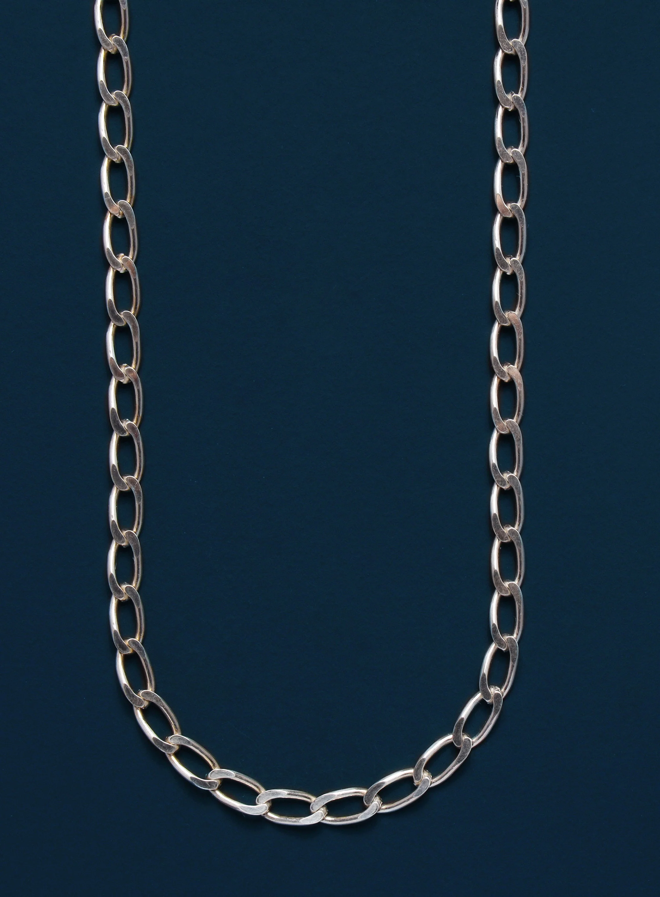 5mm Sterling Silver Oval Cable Bevel Chain Necklace for Men - Image 2