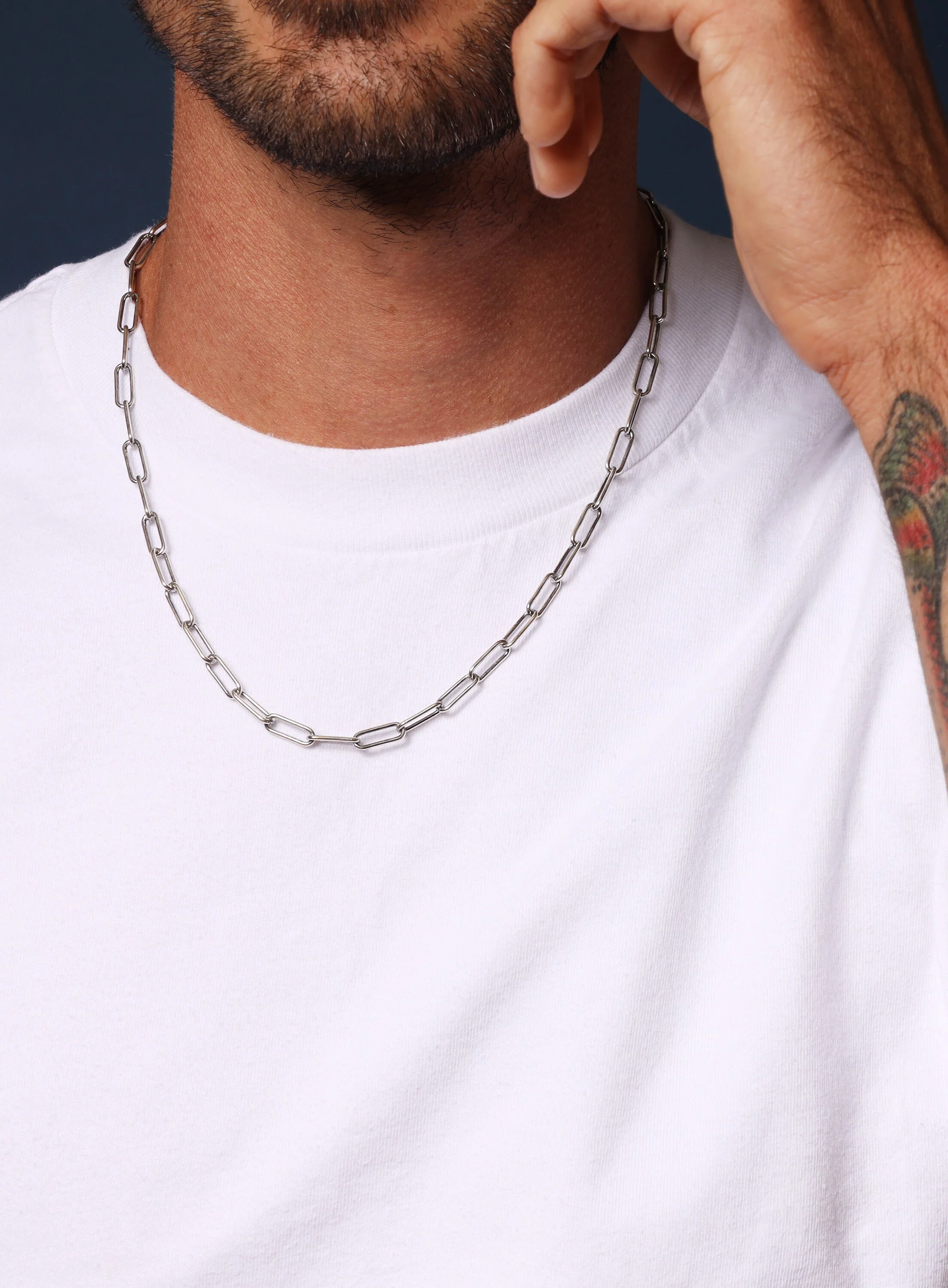 925 Oxidized Sterling Silver Large Cable Chain Link Necklace for Men - Image 3