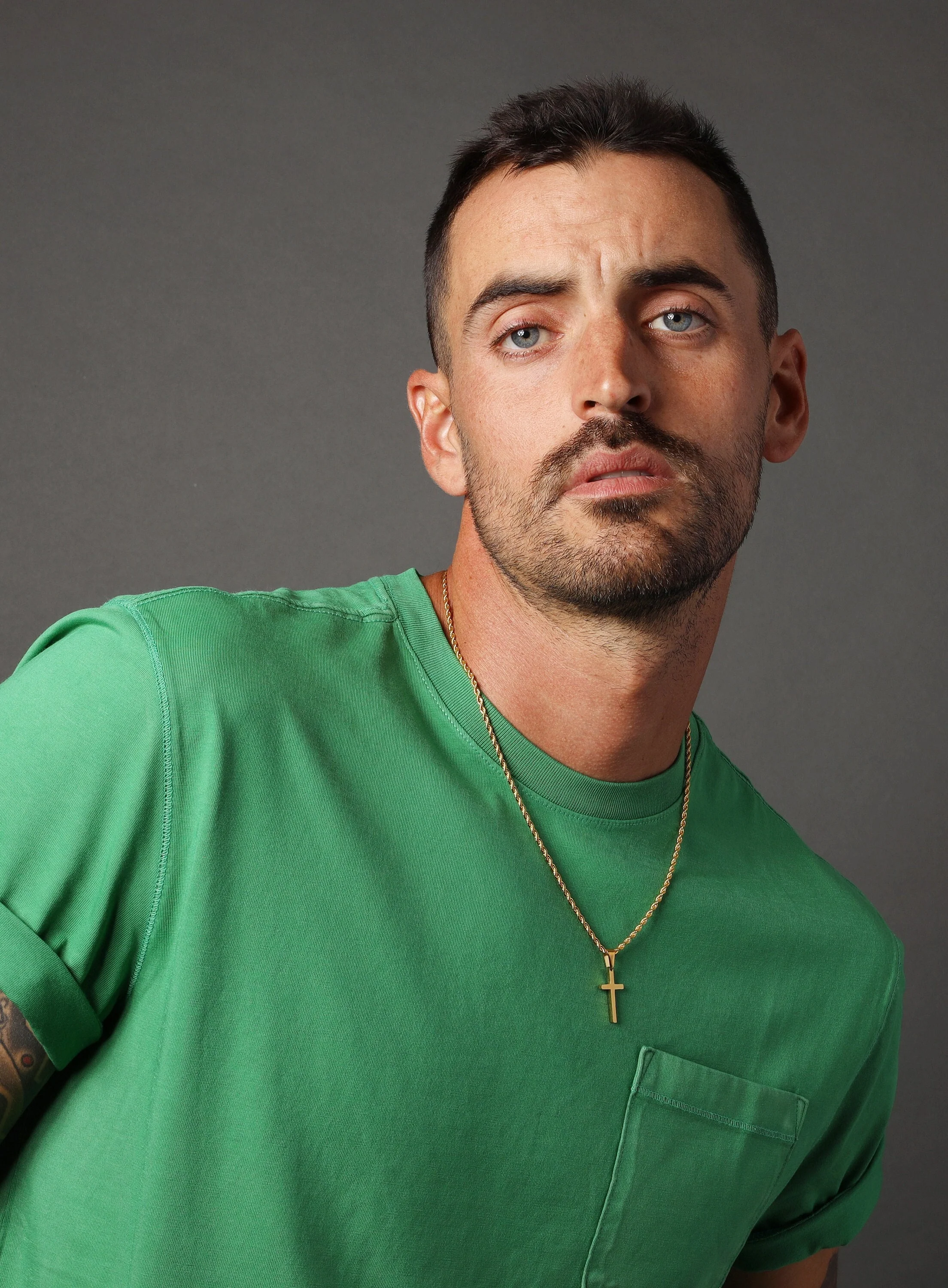 Gold Cross Pendant and Rope Chain for Men
