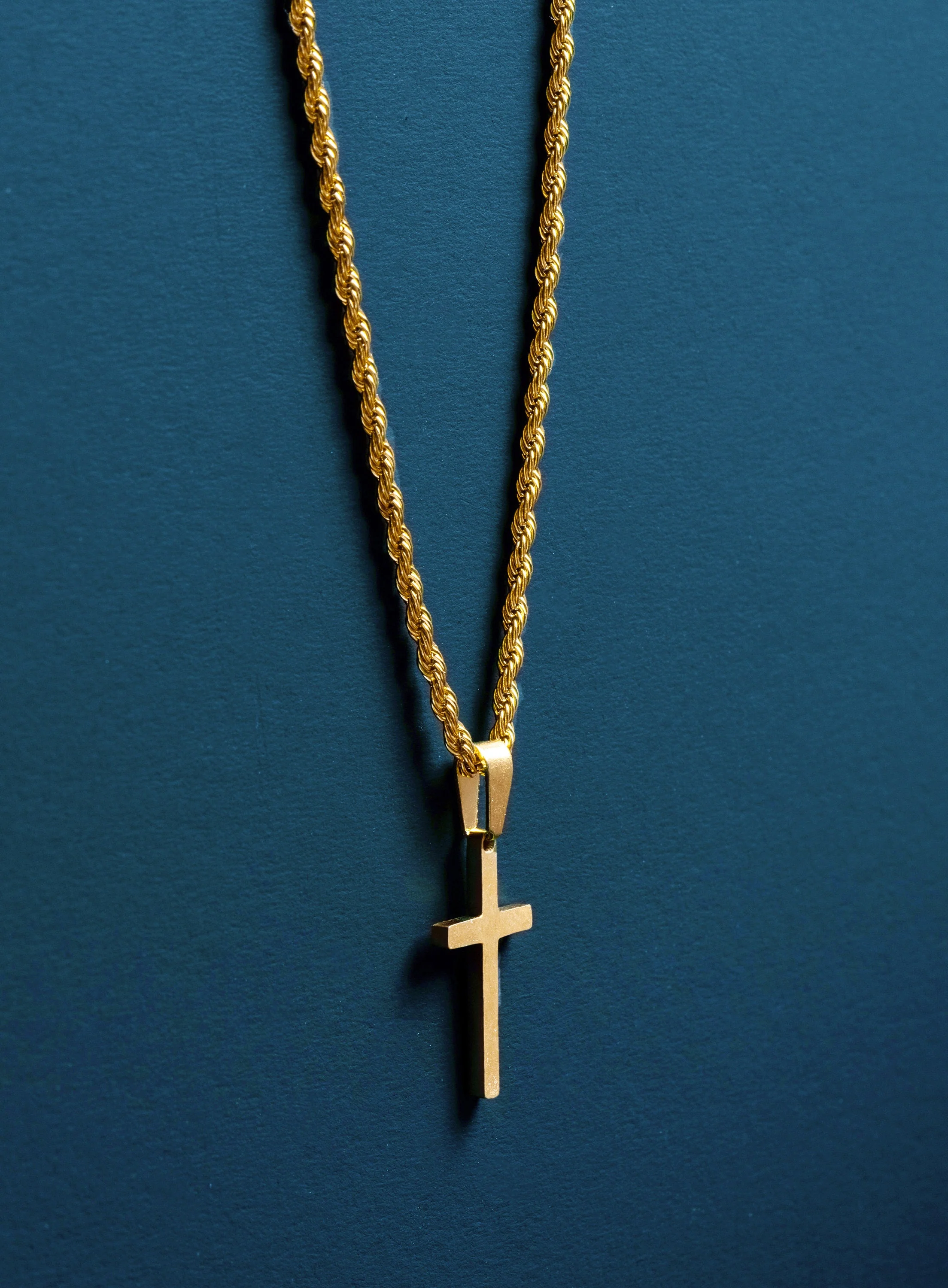 Gold Cross Pendant and Rope Chain for Men - Image 4