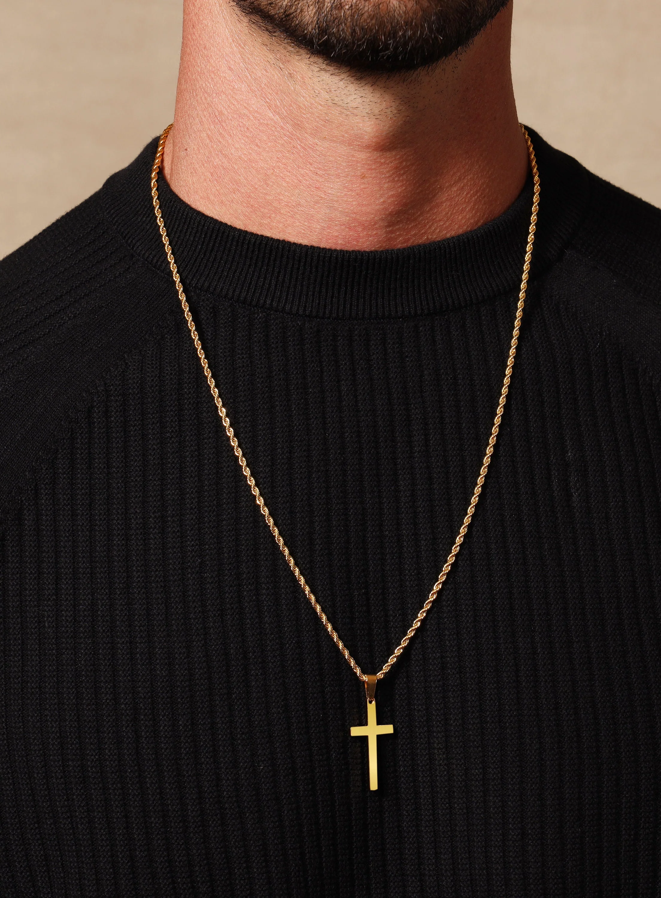 Large Gold Cross on Rope chain - Image 3