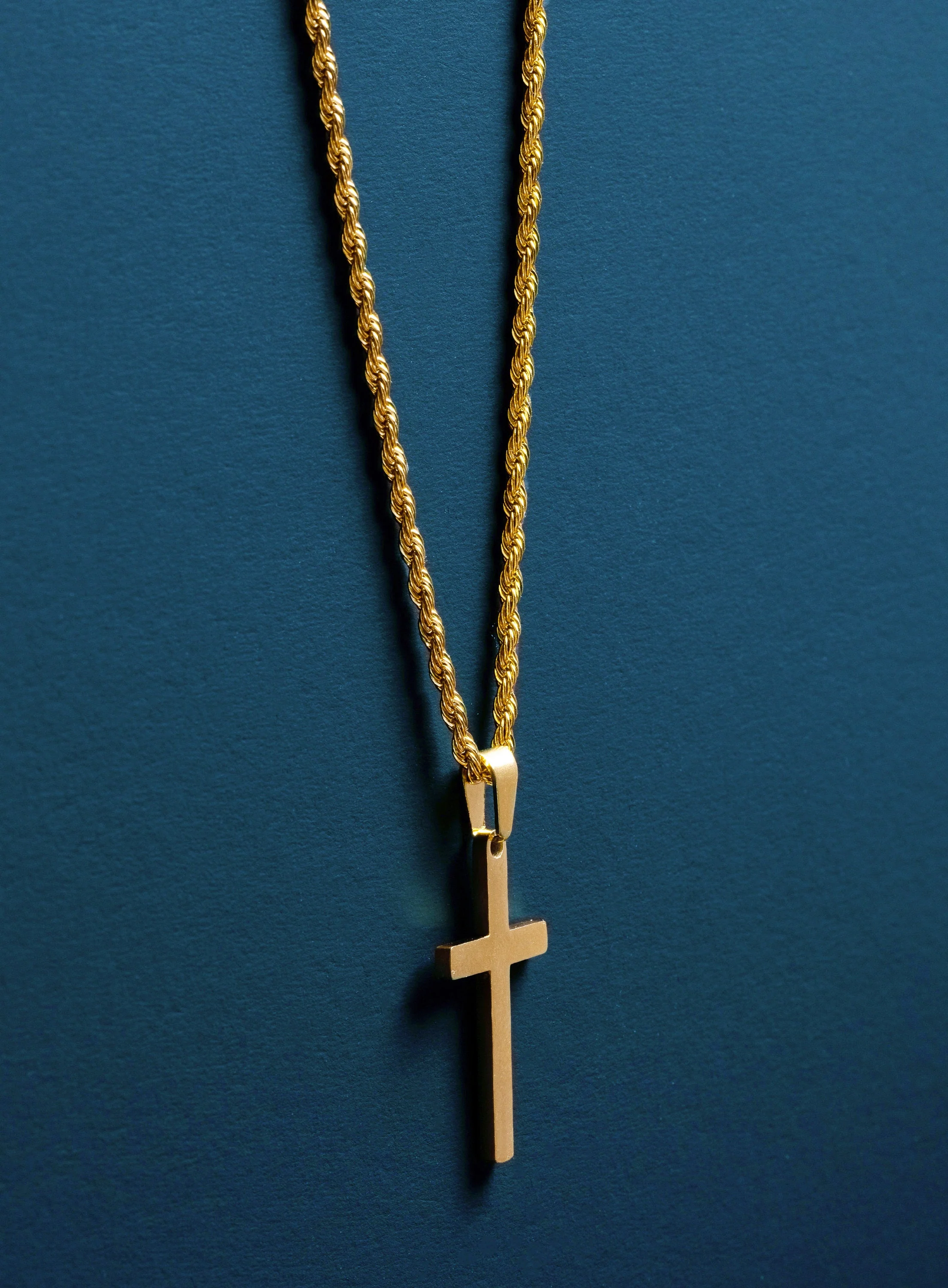 Large Gold Cross on Rope chain - Image 5