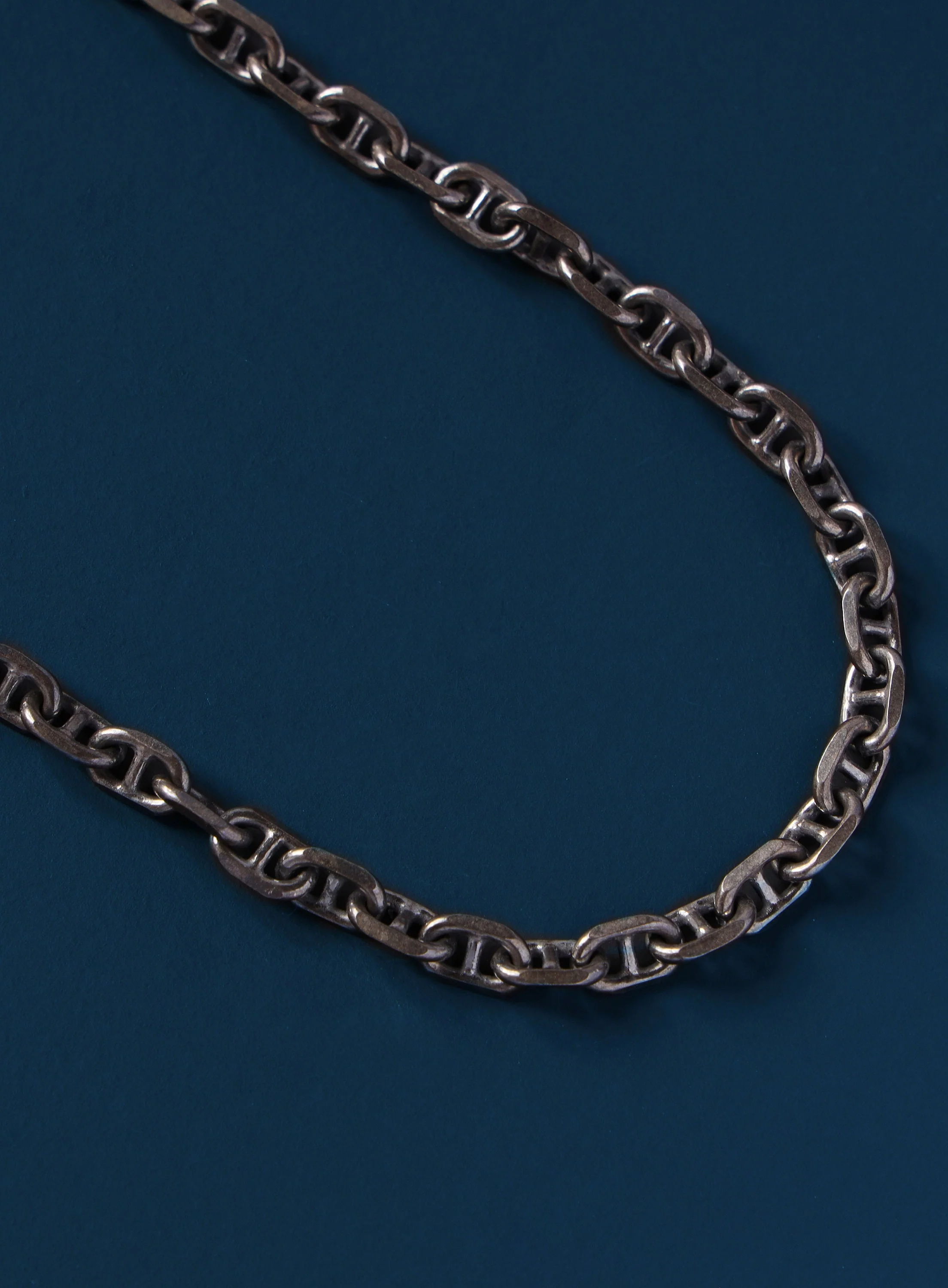 925 Oxidized Sterling Silver Anchor Chain Necklace for Men - Image 5
