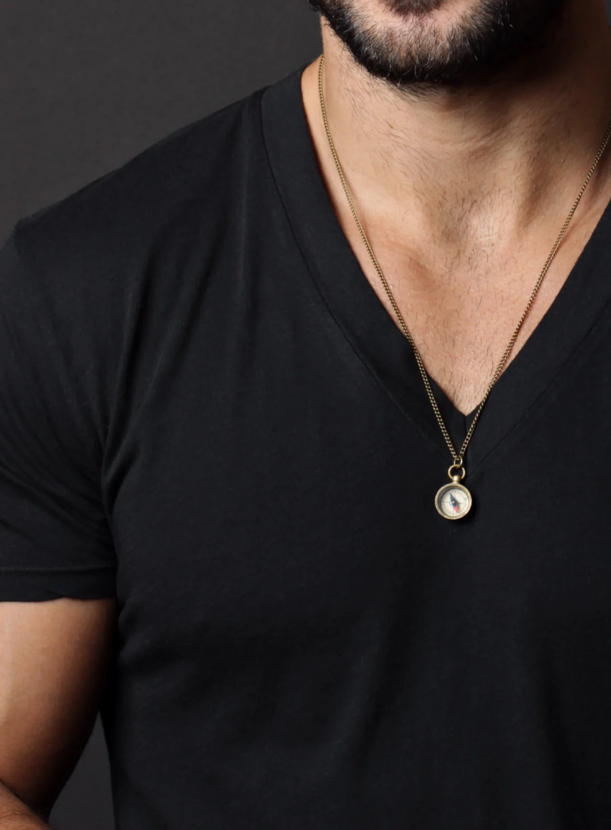 Miniature Antiqued Compass Necklace for Men - Image 6