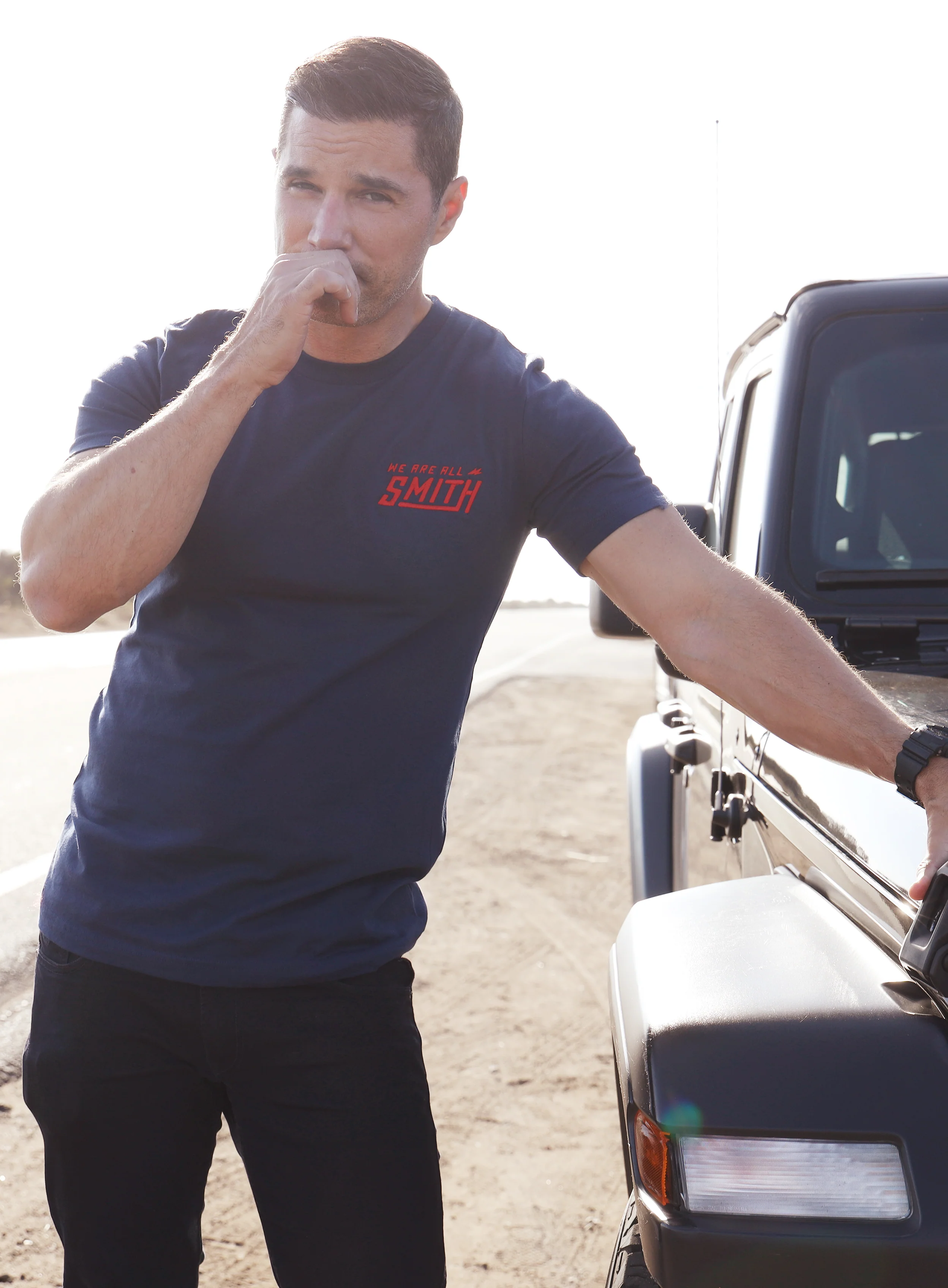 Navy Blue Red Embroidered WAAS logo Unisex t-shirt - Image 7