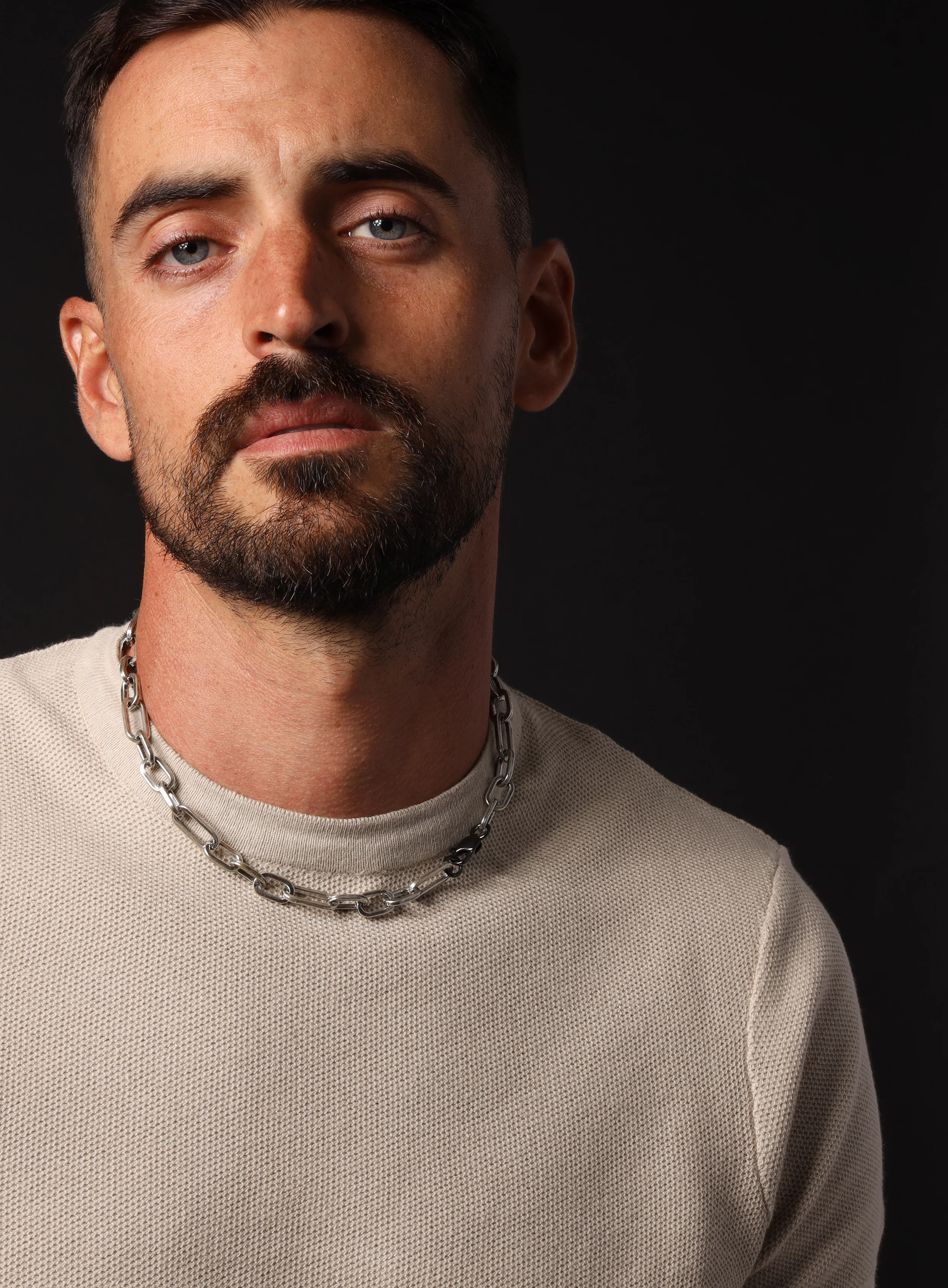 9mm Oxidized Sterling XL Collar + Figaro inspired Chain for Men - Image 11