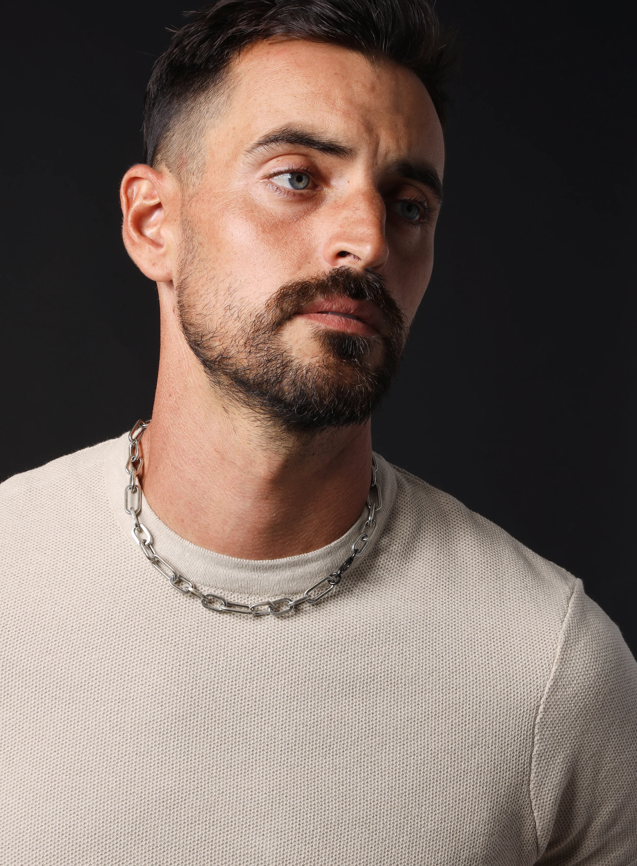 9mm Oxidized Sterling XL Collar + Figaro inspired Chain for Men - Image 6