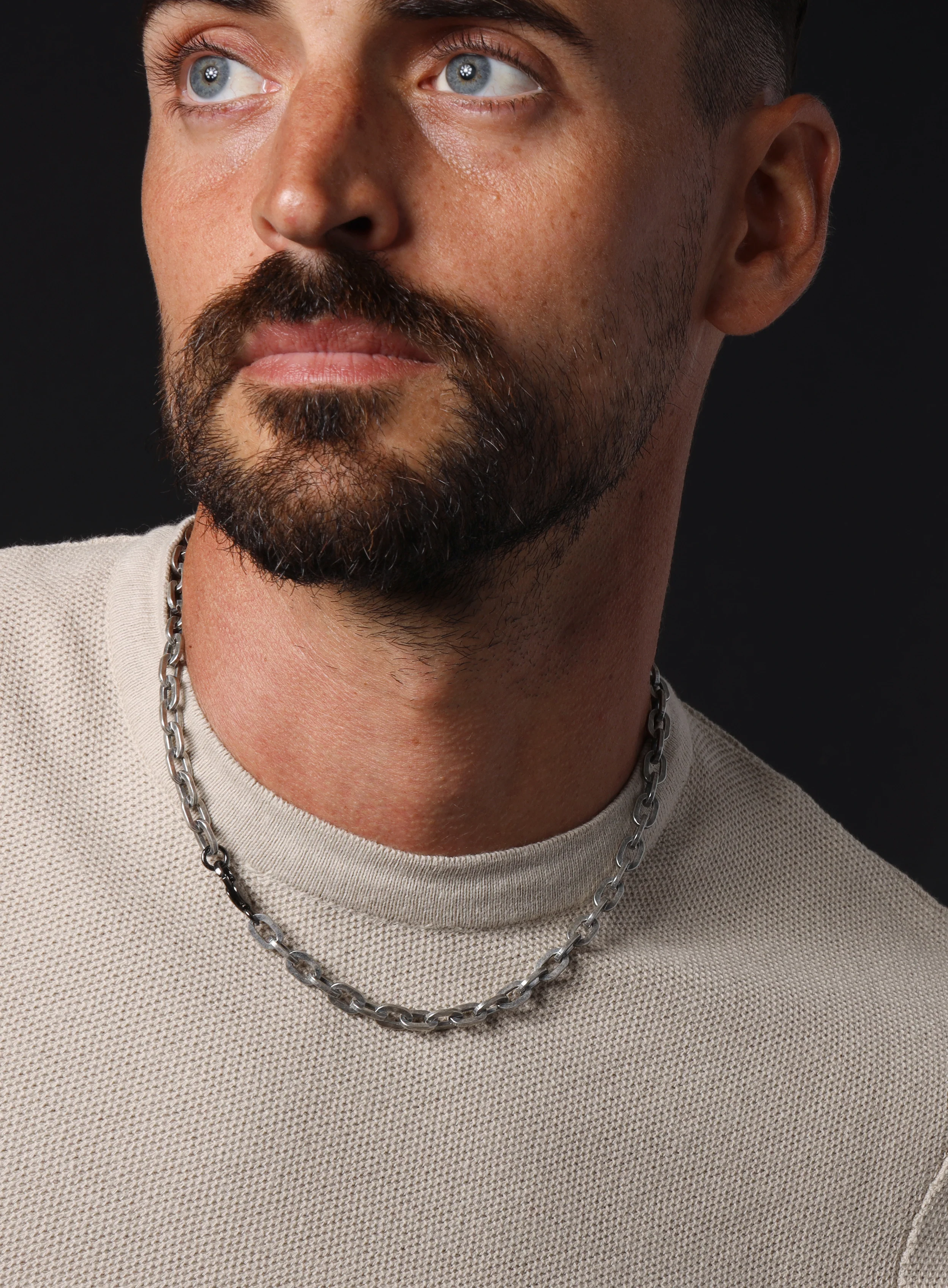 925 Oxidized Sterling Silver Collar Inspired Chain Necklace for Men