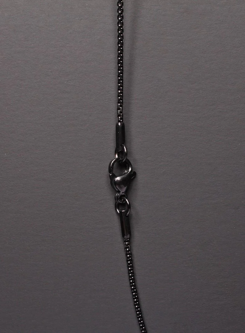 Necklace Set: Black Rope Chain and Medium Black Cross - Image 6