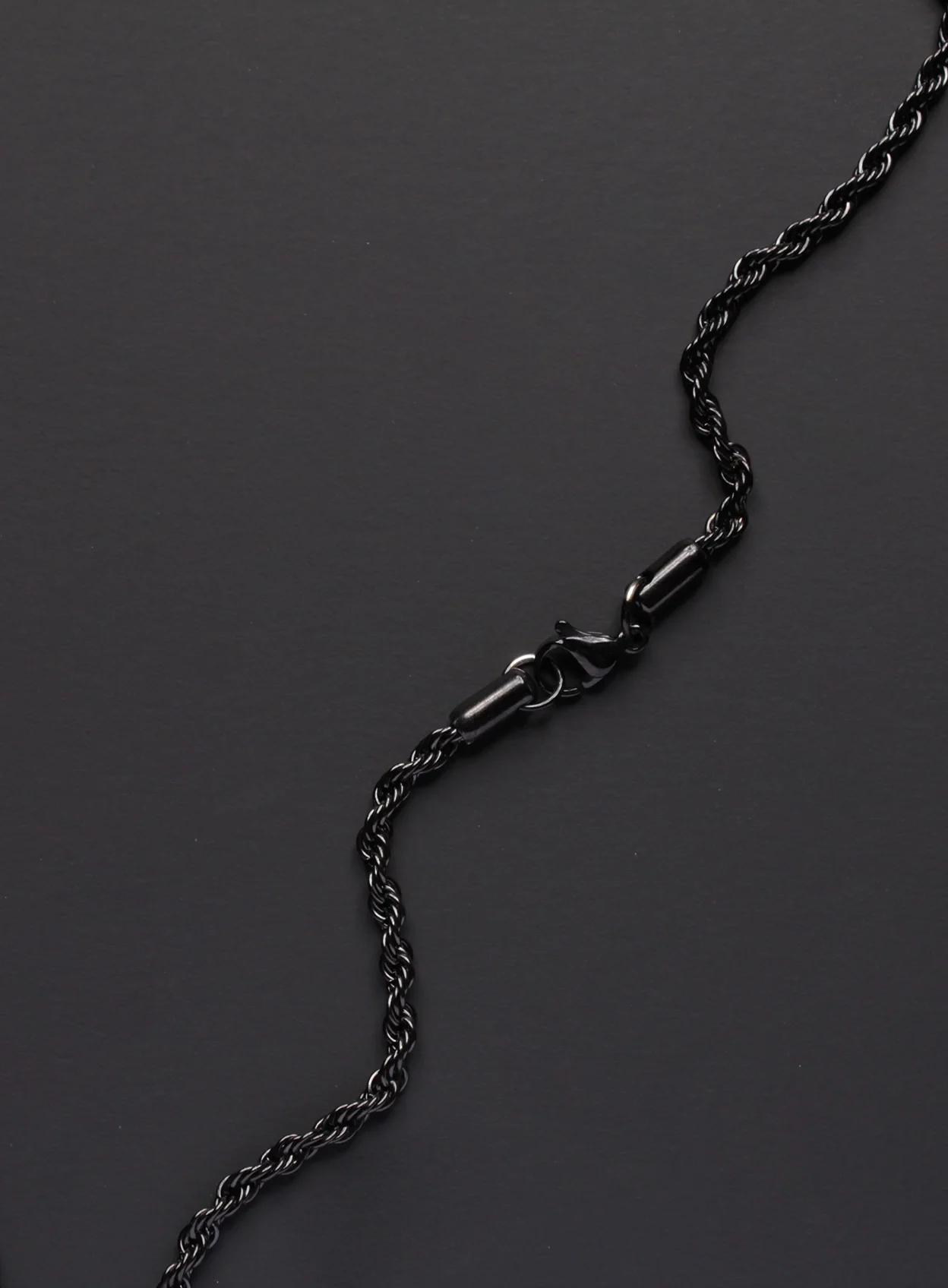 Necklace Set: Black Rope Chain and Medium Black Cross - Image 7