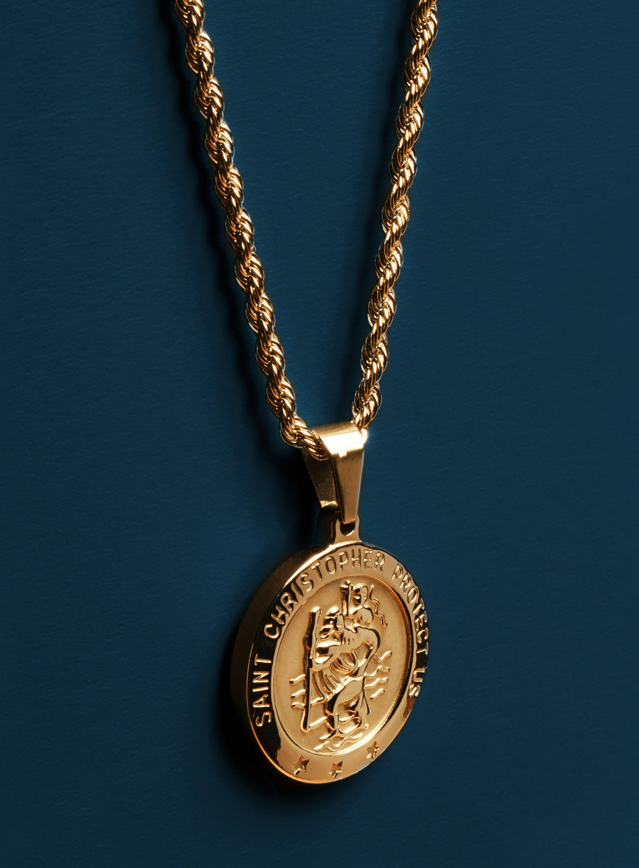 Necklace Set: Gold Rope Chain and St. Christopher Necklace - Image 8