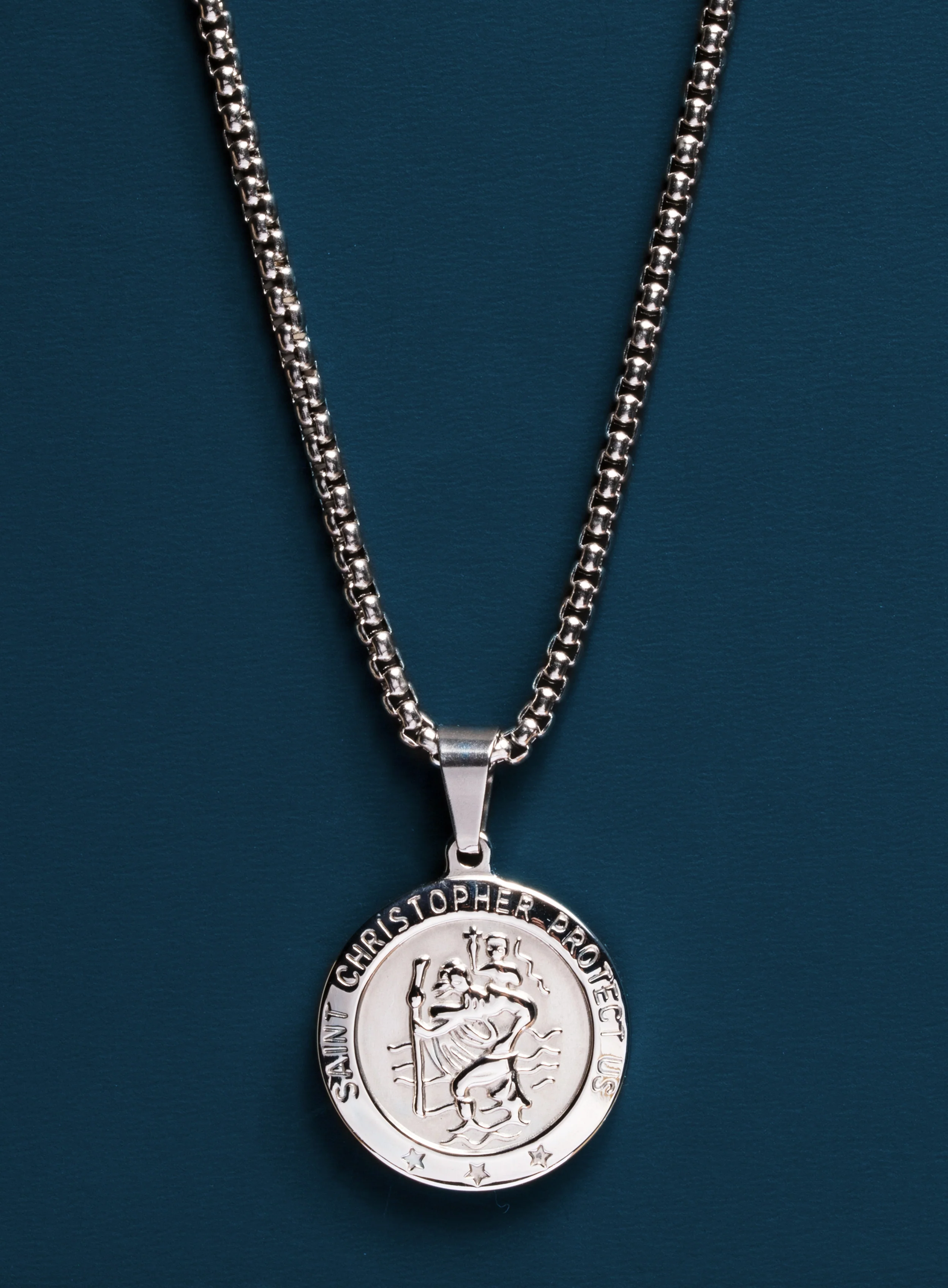 Necklace Set: Silver Rope Chain and St. Christopher Necklace - Image 11