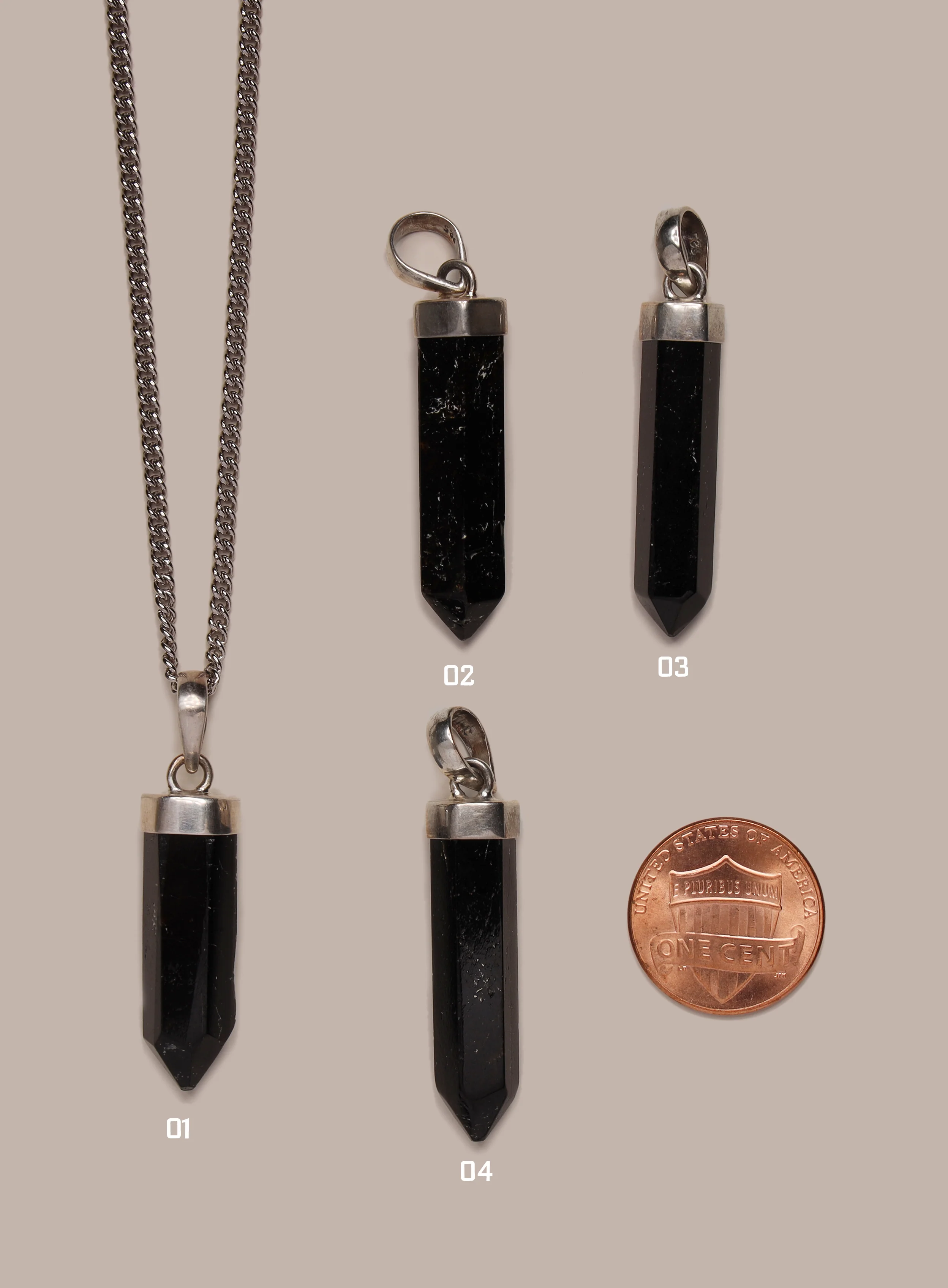 One of a Kind Black Tourmaline Point Pendant Necklace for Men - Image 4