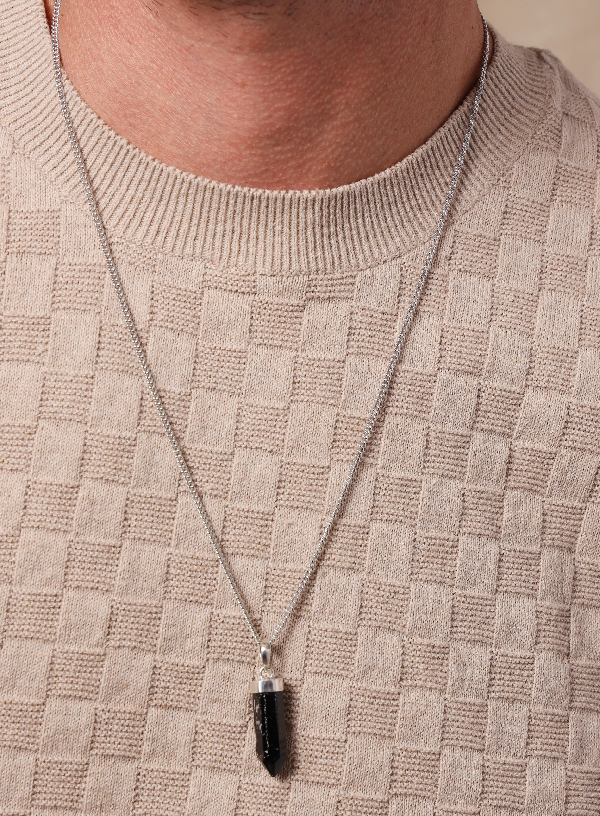 One of a Kind Black Tourmaline Point Pendant Necklace for Men - Image 9