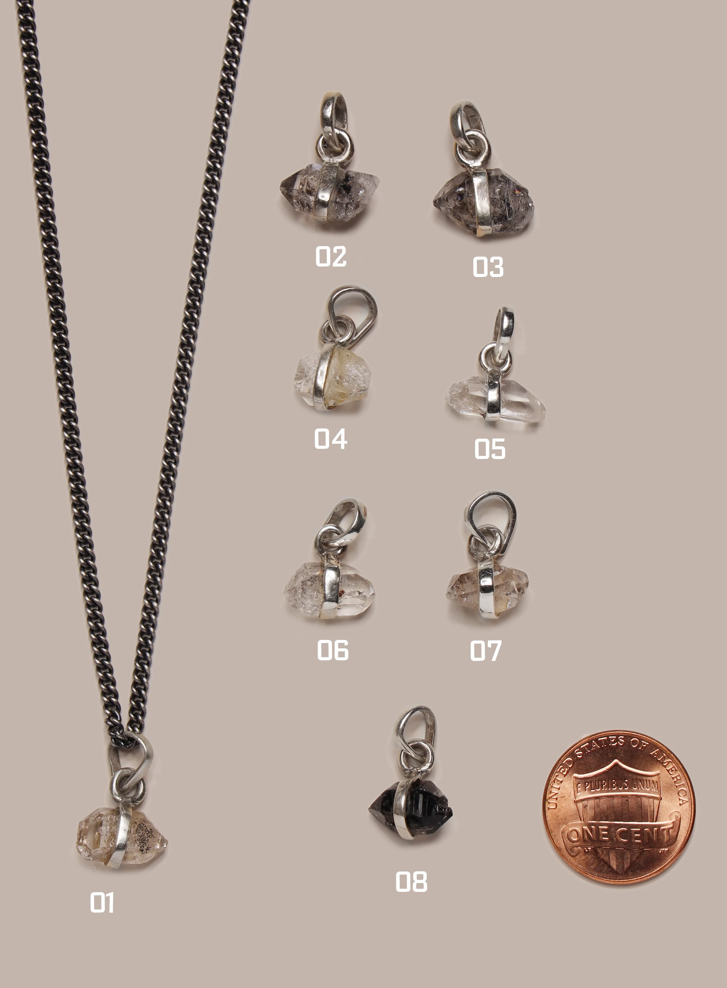 One of a Kind Double point Herkimer Diamond on 925 Oxidized Sterling Chain - Image 4