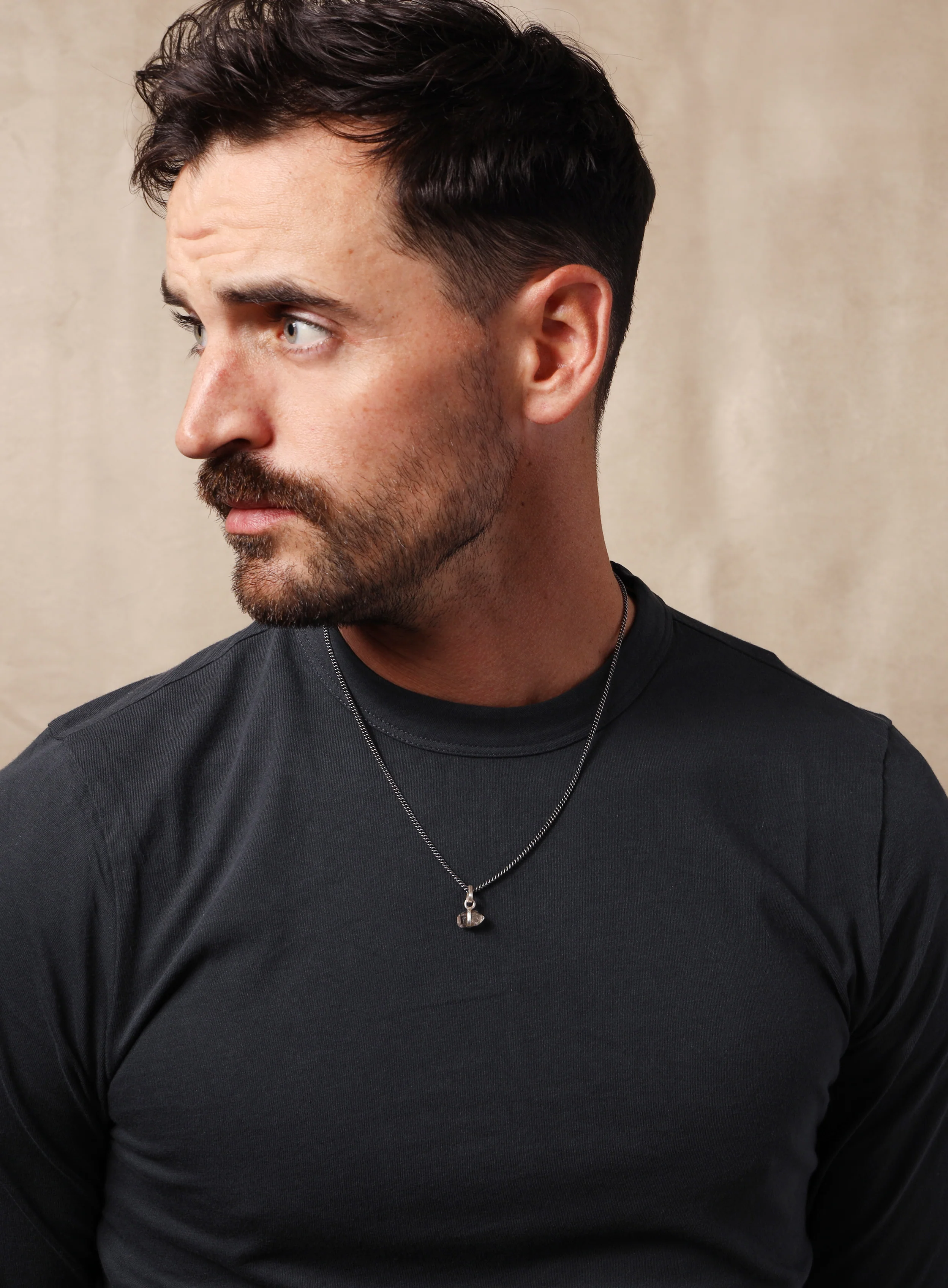 One of a Kind Double point Herkimer Diamond on 925 Oxidized Sterling Chain - Image 6