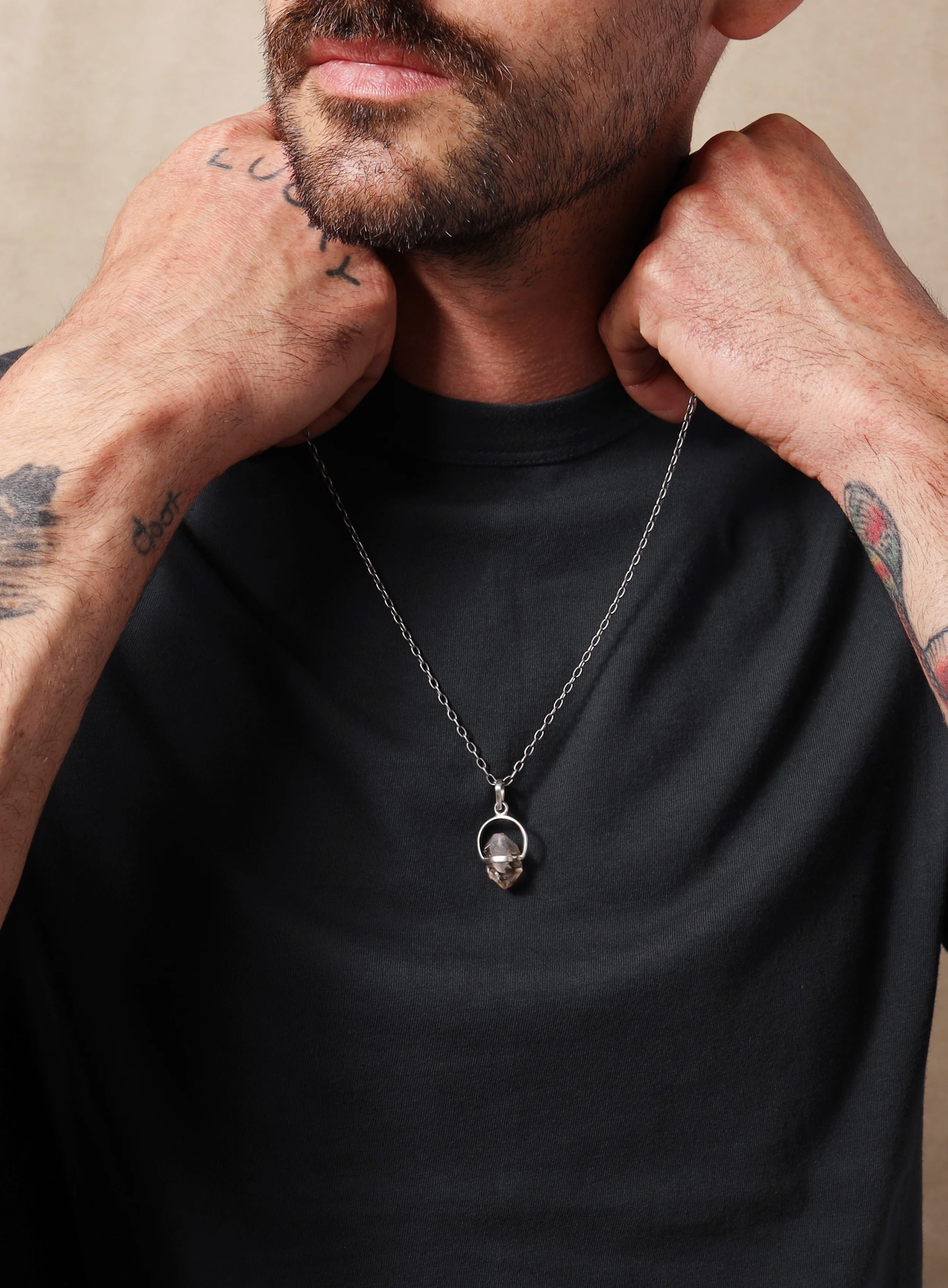 One of a Kind Herkimer Diamond Pendant on 925 Oxidized Sterling Silver Chain - Image 10