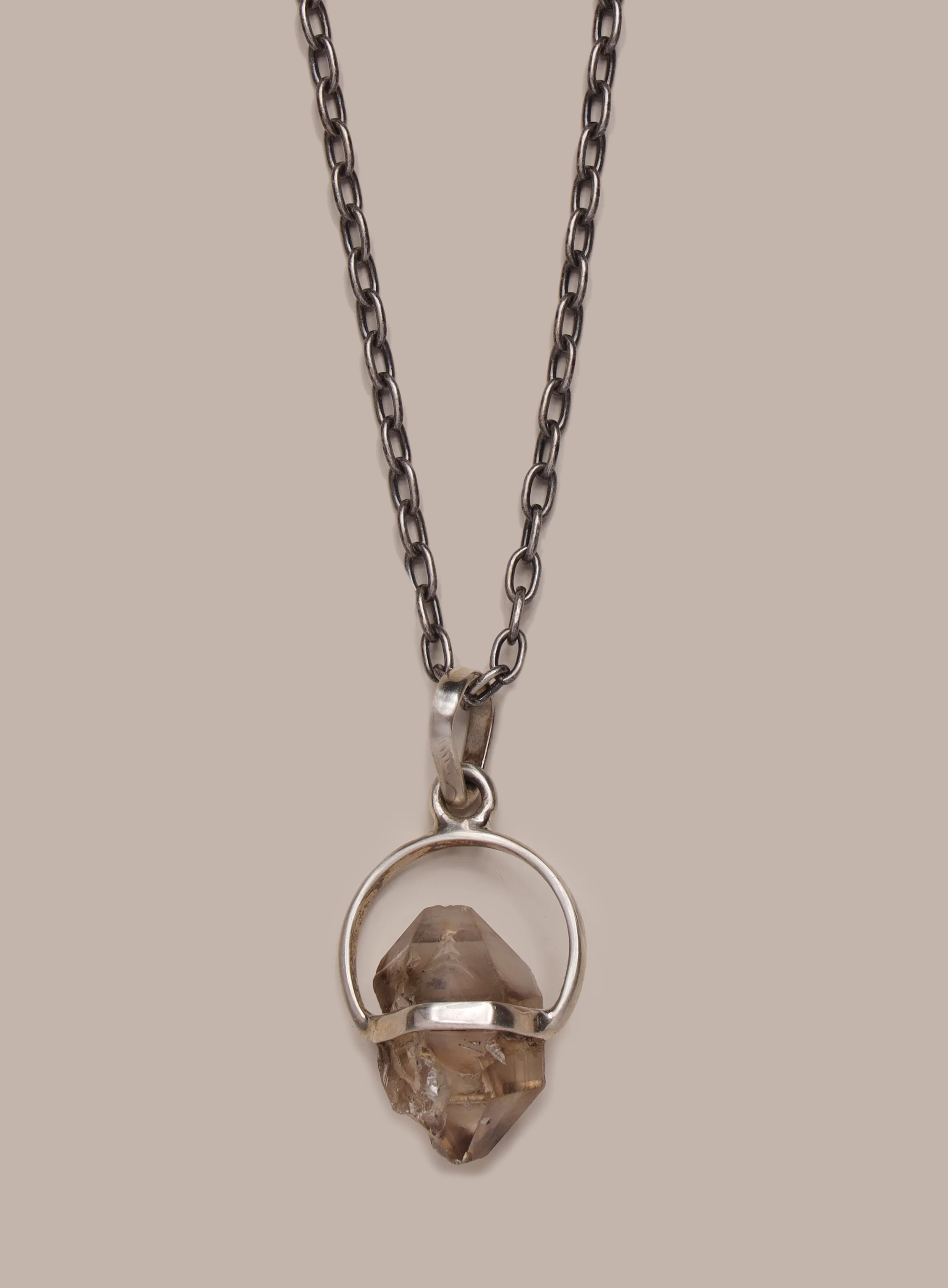 One of a Kind Herkimer Diamond Pendant on 925 Oxidized Sterling Silver Chain - Image 3