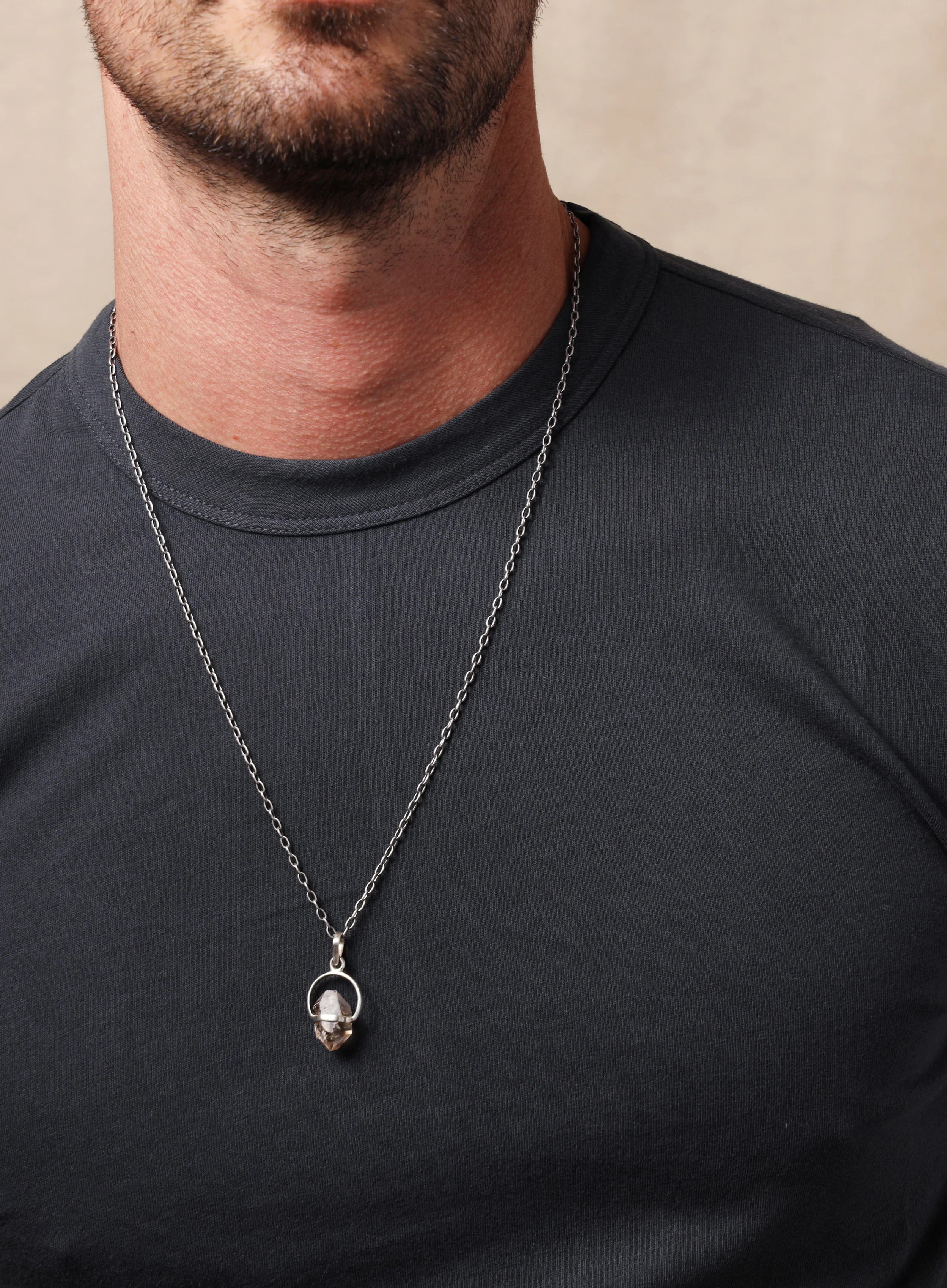 One of a Kind Herkimer Diamond Pendant on 925 Oxidized Sterling Silver Chain - Image 7