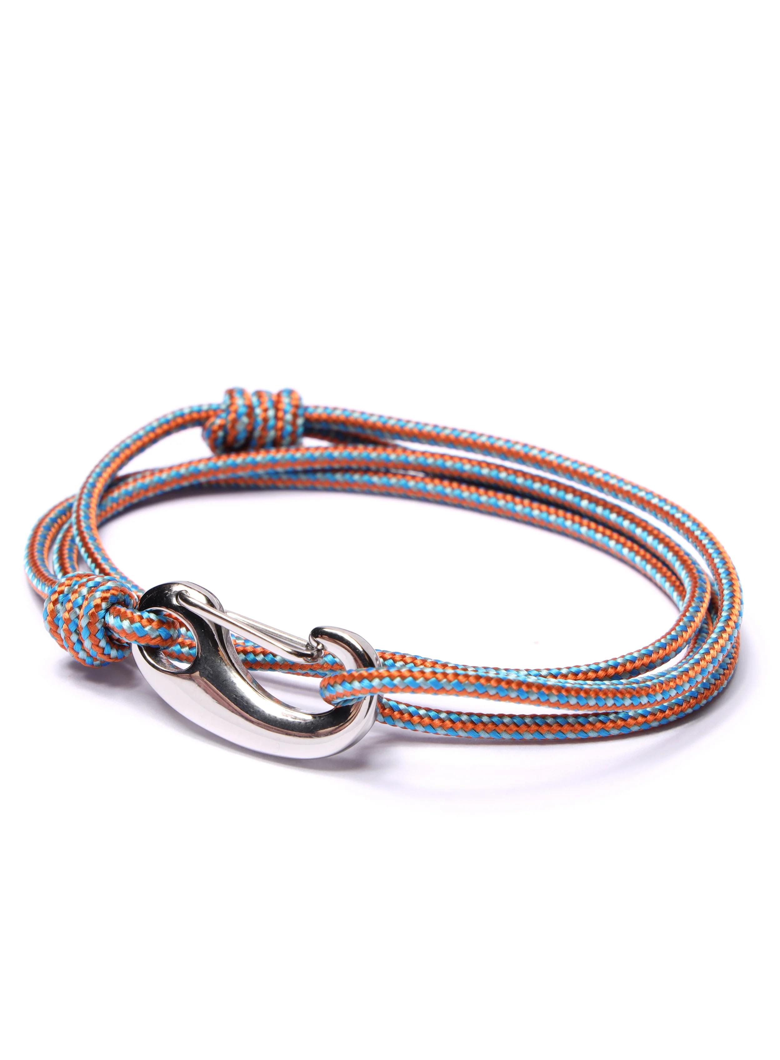 Orange + Blue Tactical Cord Bracelet for Men (Silver Clasp - 30S) - Image 3