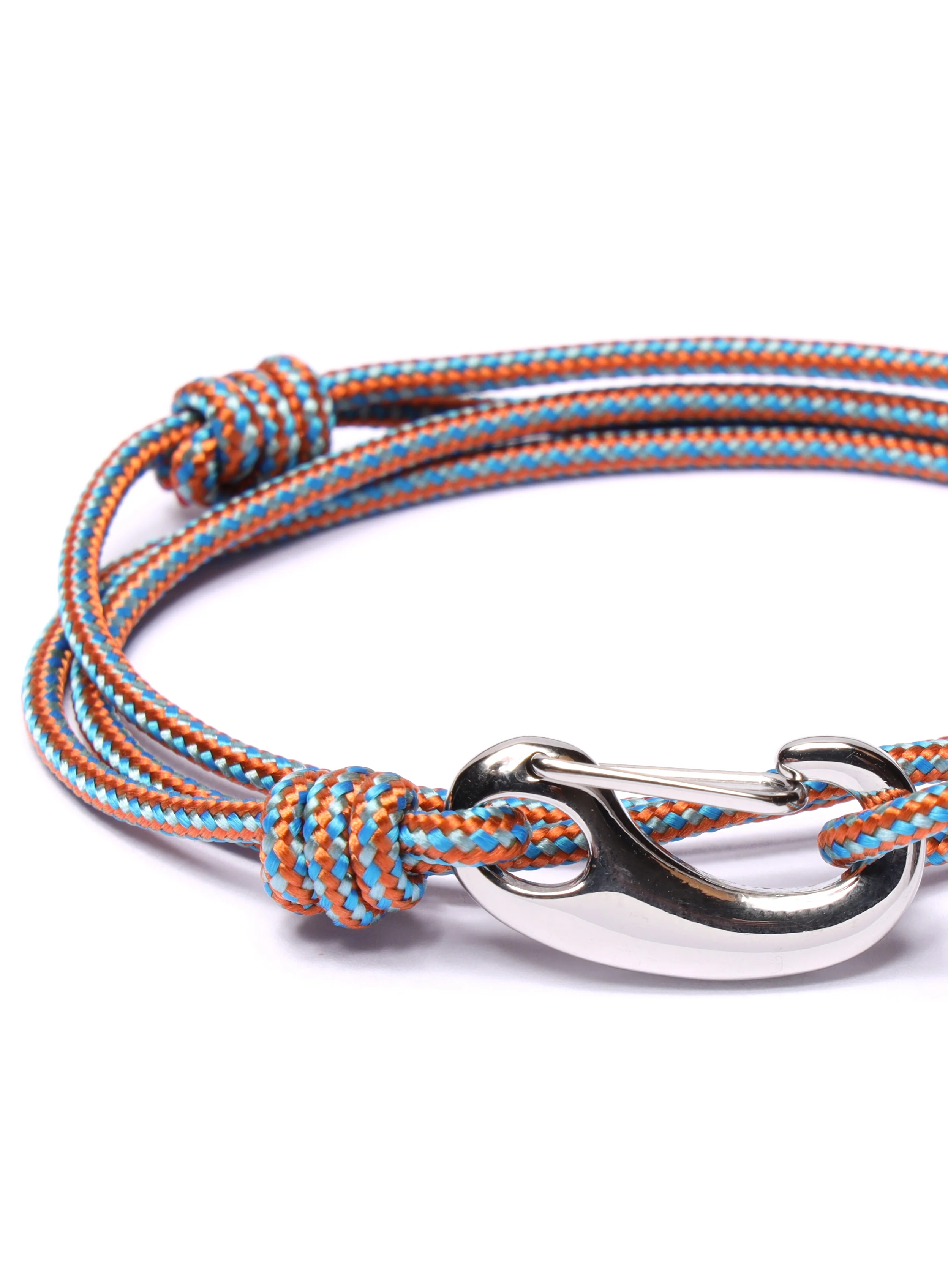 Orange + Blue Tactical Cord Bracelet for Men (Silver Clasp - 30S) - Image 5