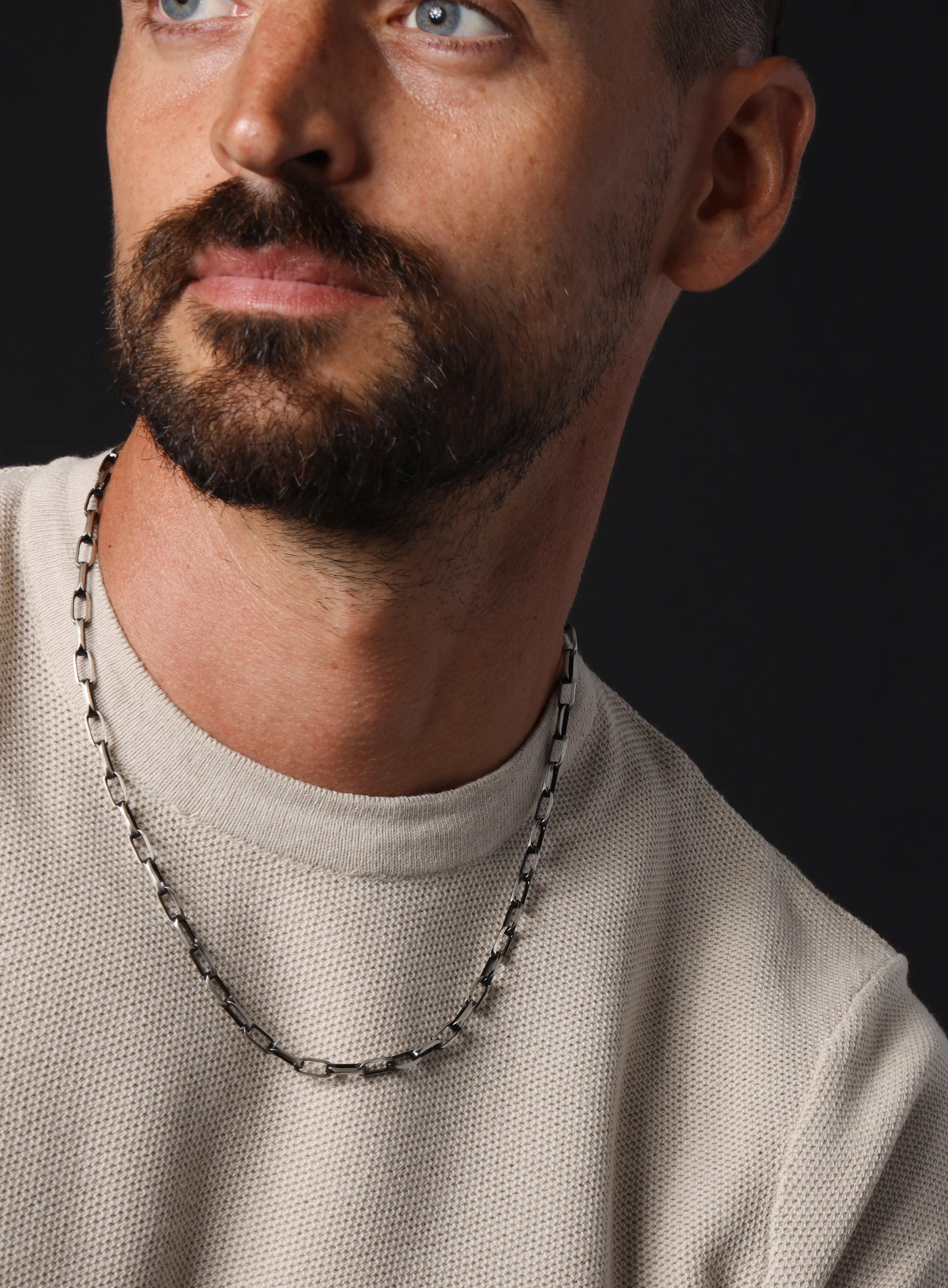 Oxidized Sterling and Titanium Coated Cable Chain Necklace