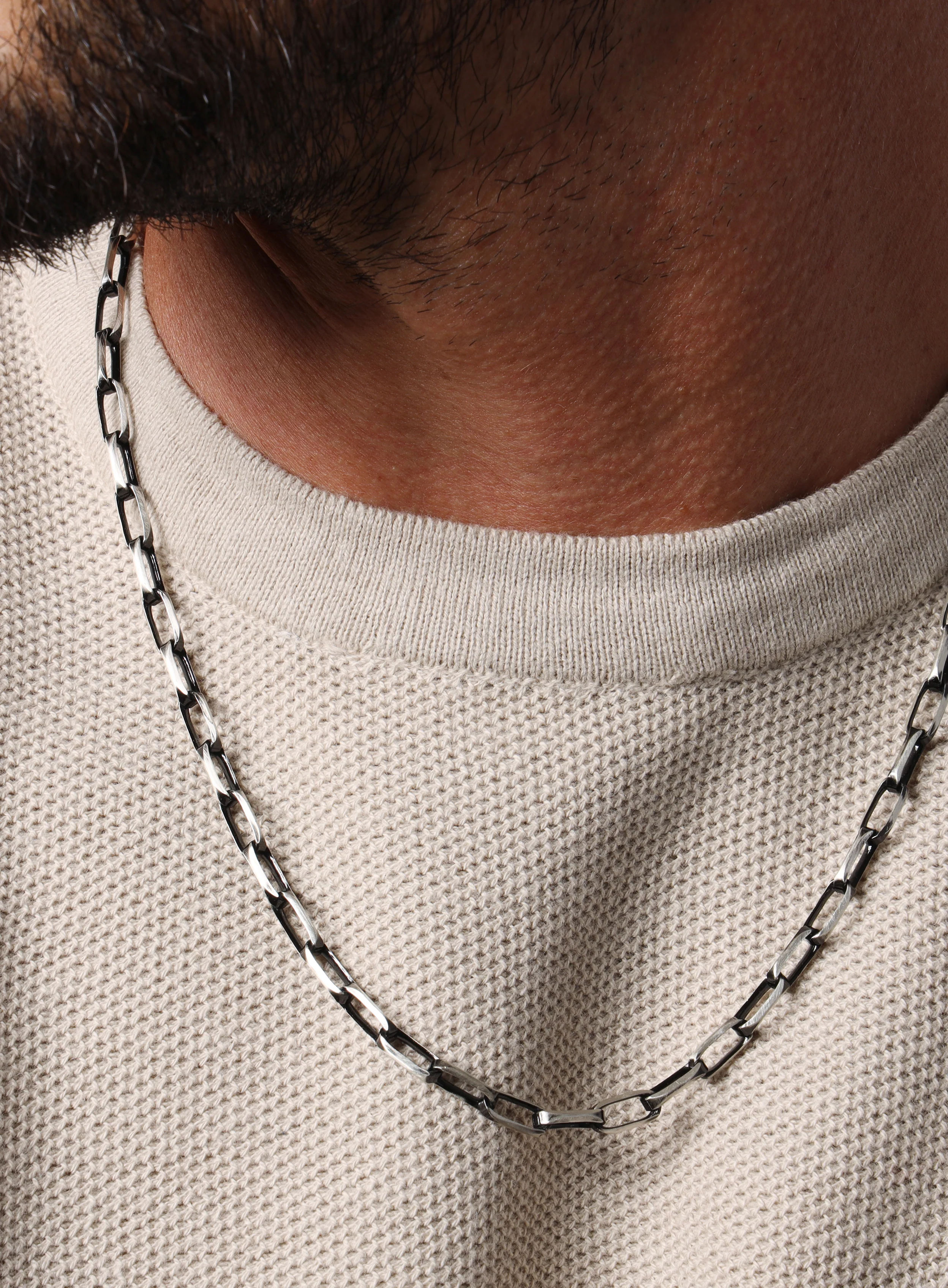 Oxidized Sterling and Titanium Coated Cable Chain Necklace - Image 7