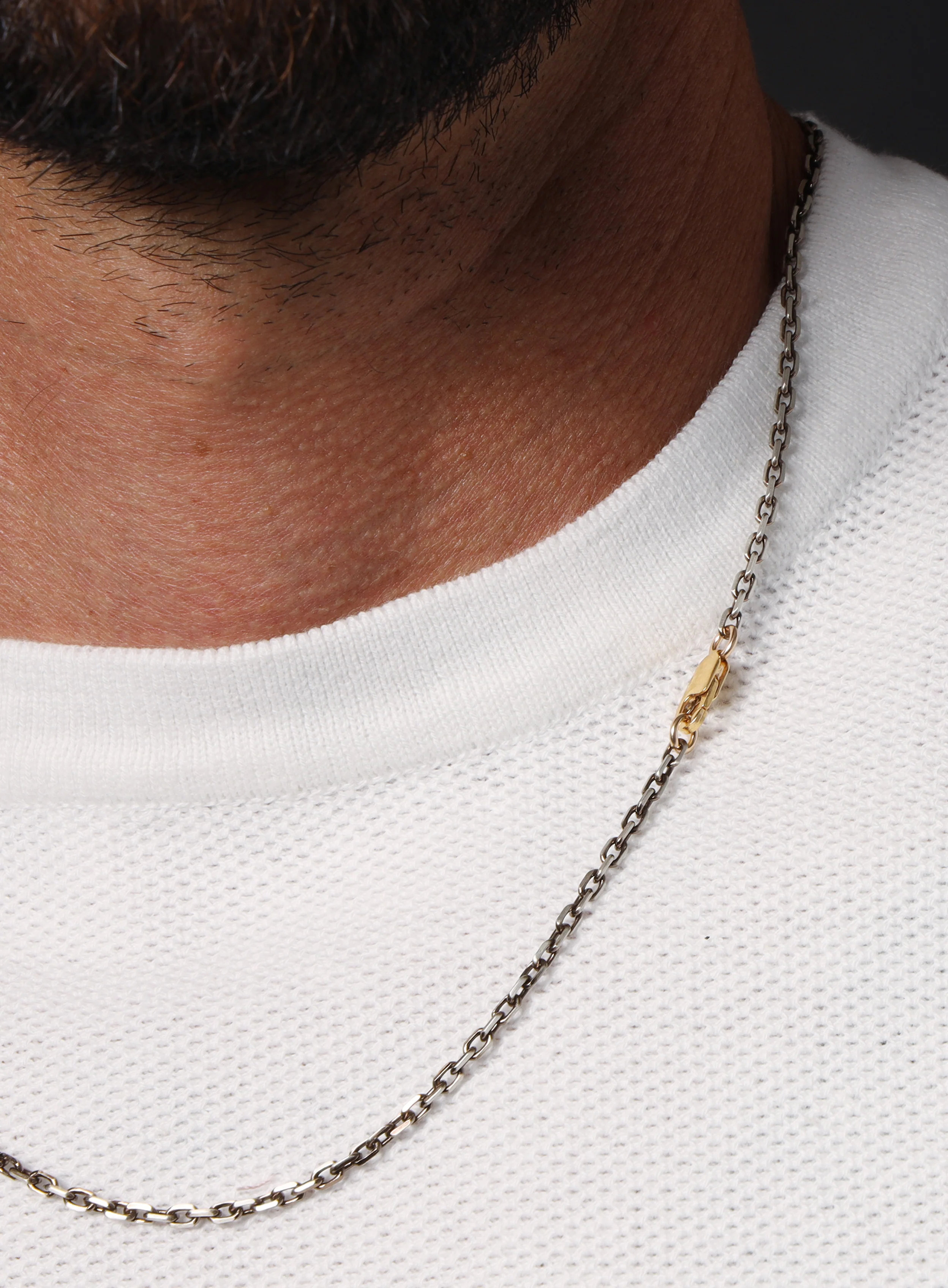 Oxidized Sterling + "Chocolate" Vermeil Gold Cable Chain Necklace - Image 5