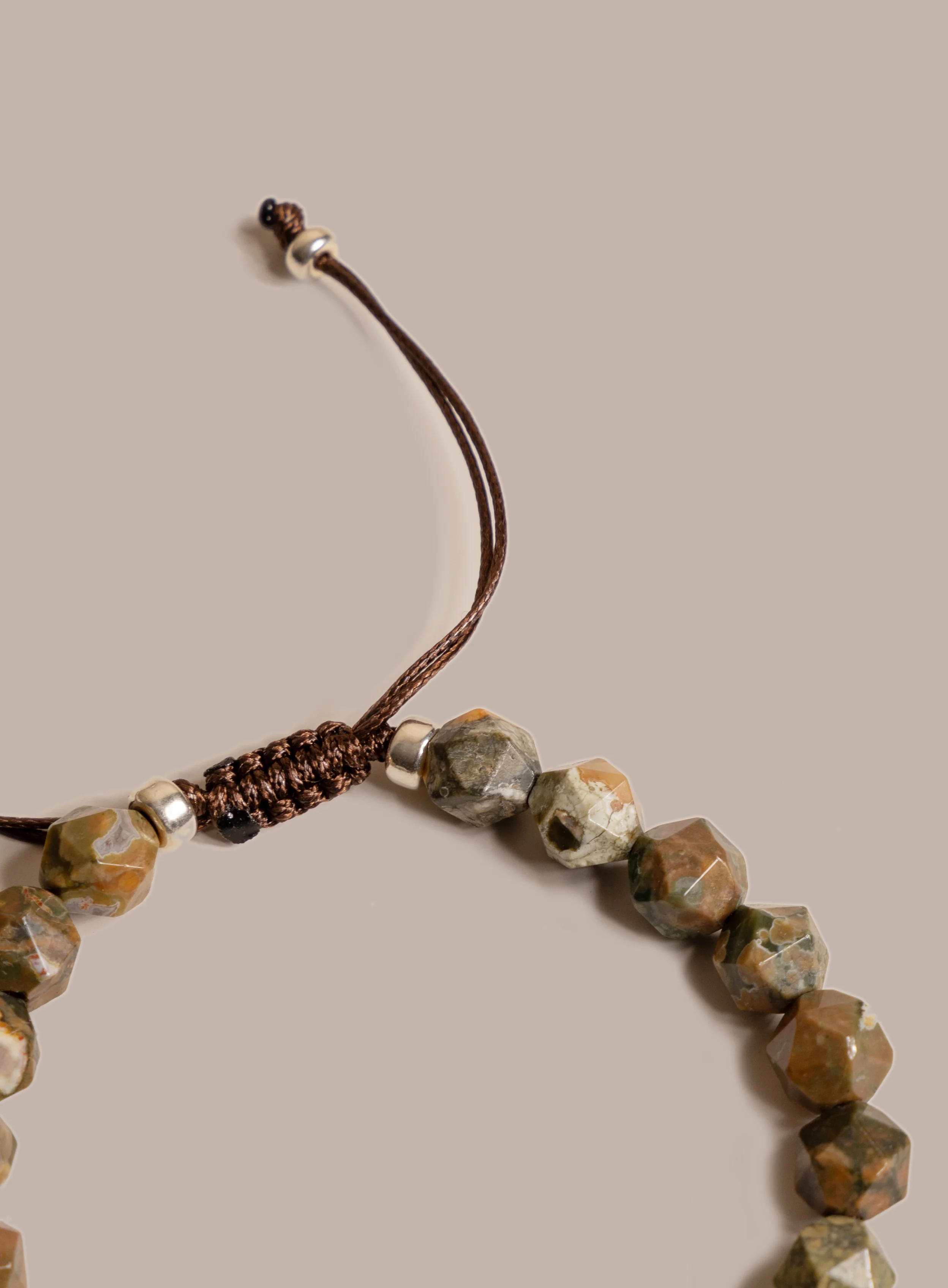 Rhyolite and Sterling Silver Geometric Bead Bracelet for Men - Image 6