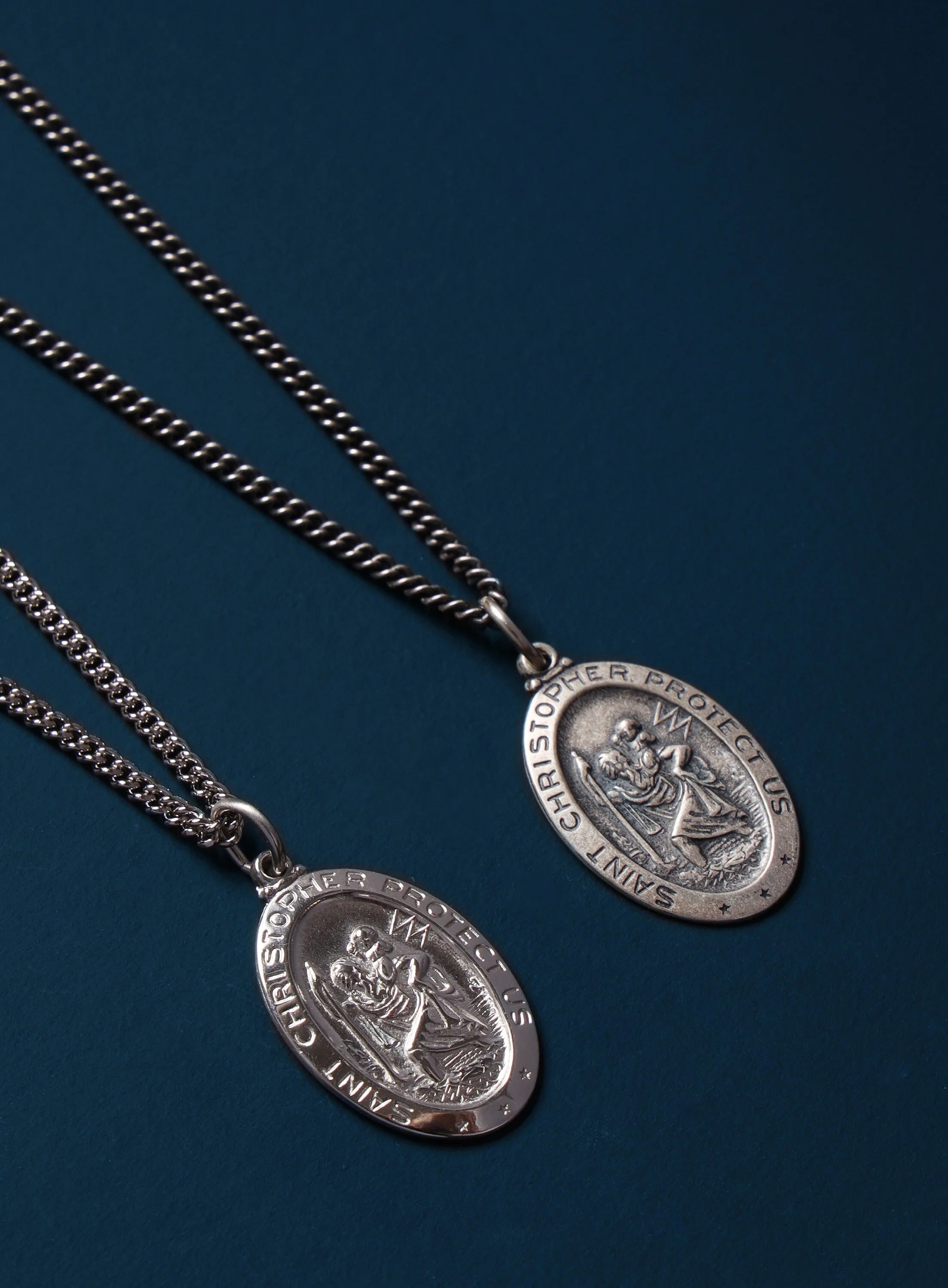 Saint Christopher Sterling Silver Oval Medal Necklace for Men - Image 4