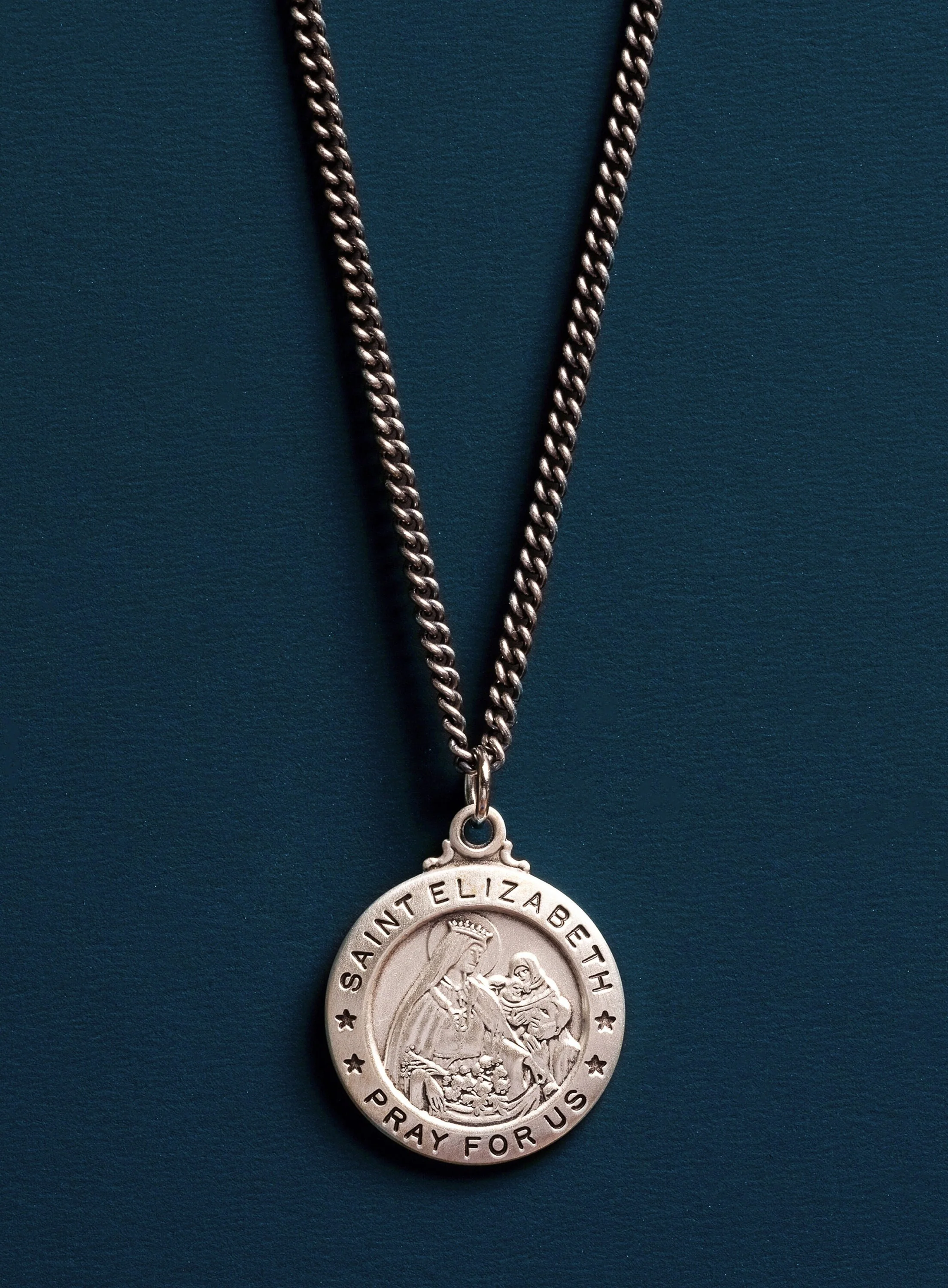 Saint Elizabeth 925 Sterling Silver Medal Necklace