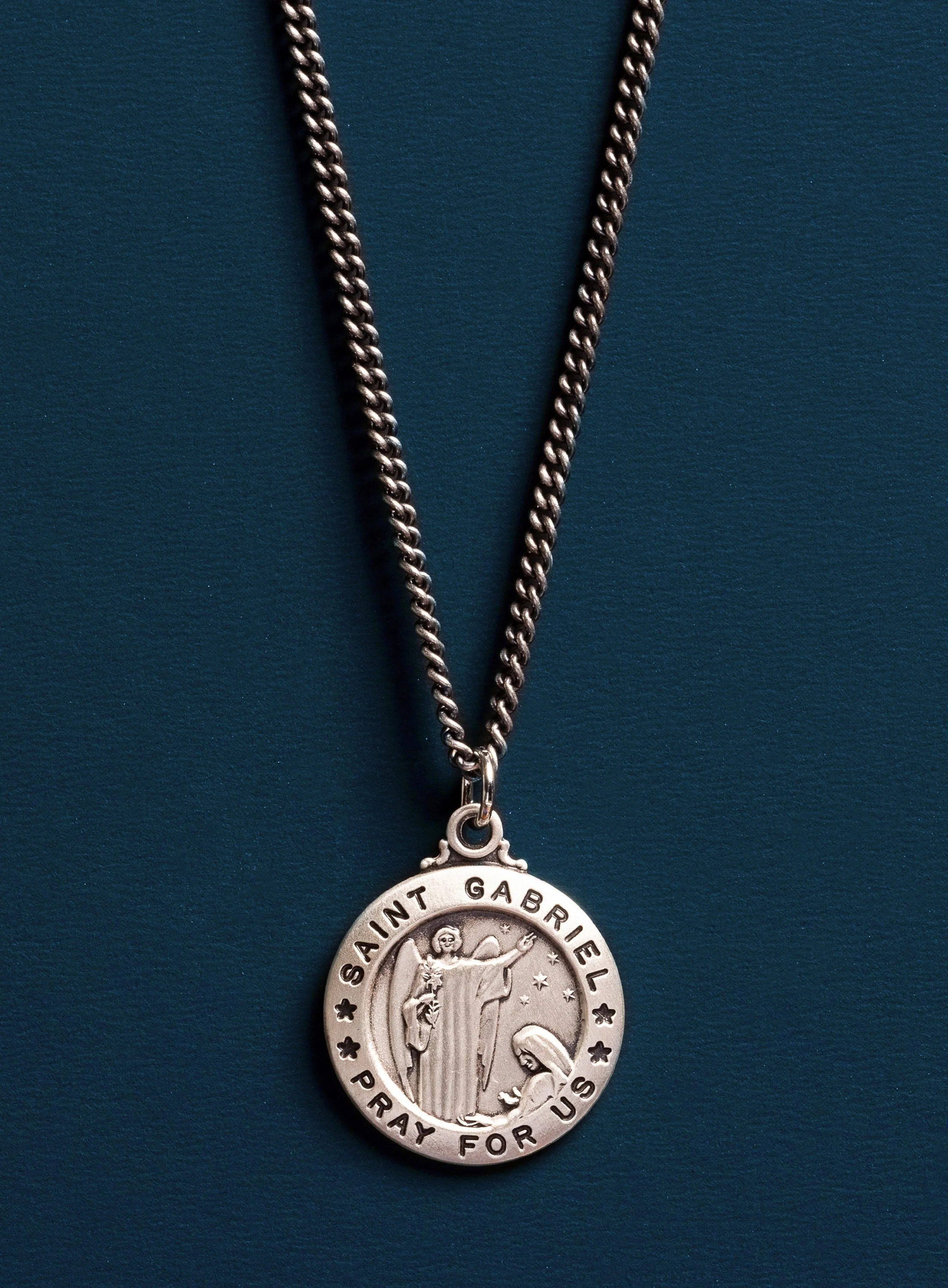 Saint Gabriel the Archangel Sterling Silver Pendant Necklace for Men