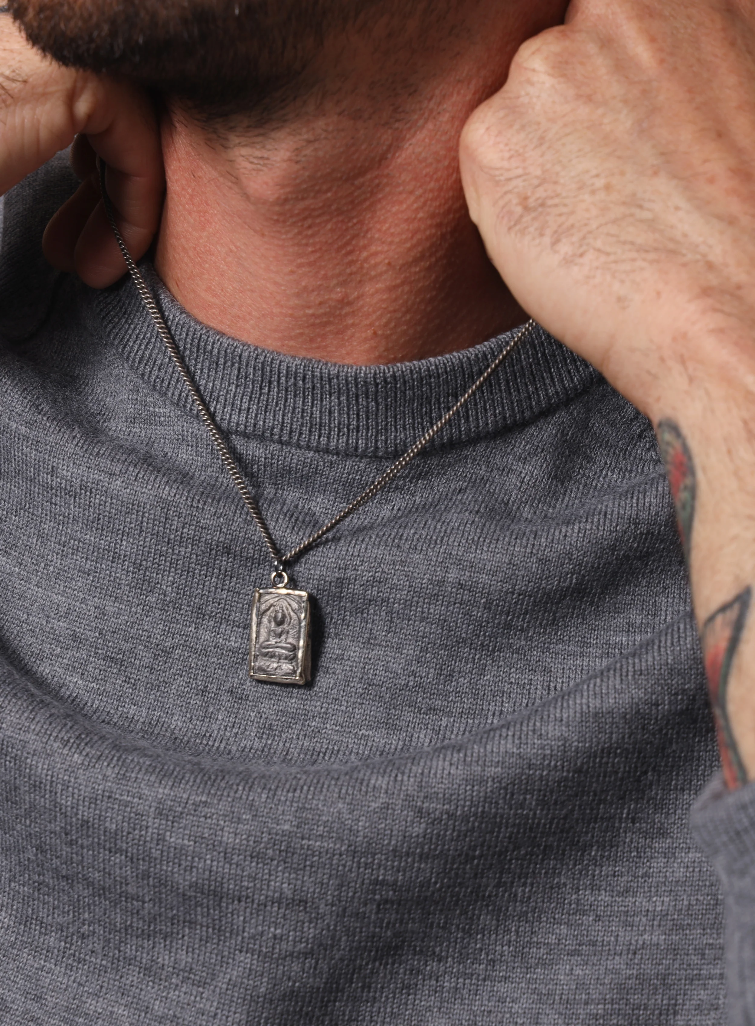 Silver Buddha Necklace for Men - Image 4