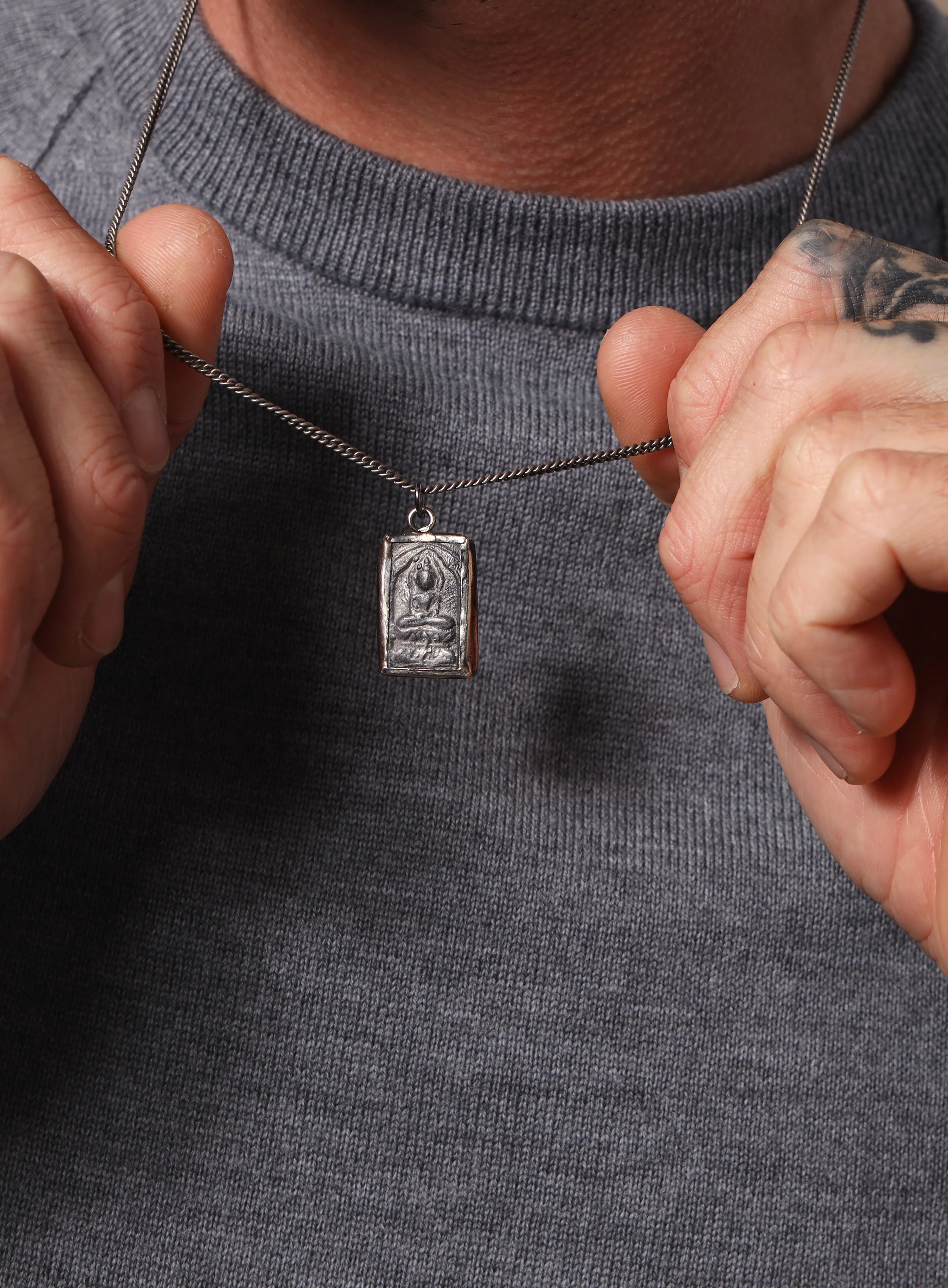 Silver Buddha Necklace for Men - Image 5