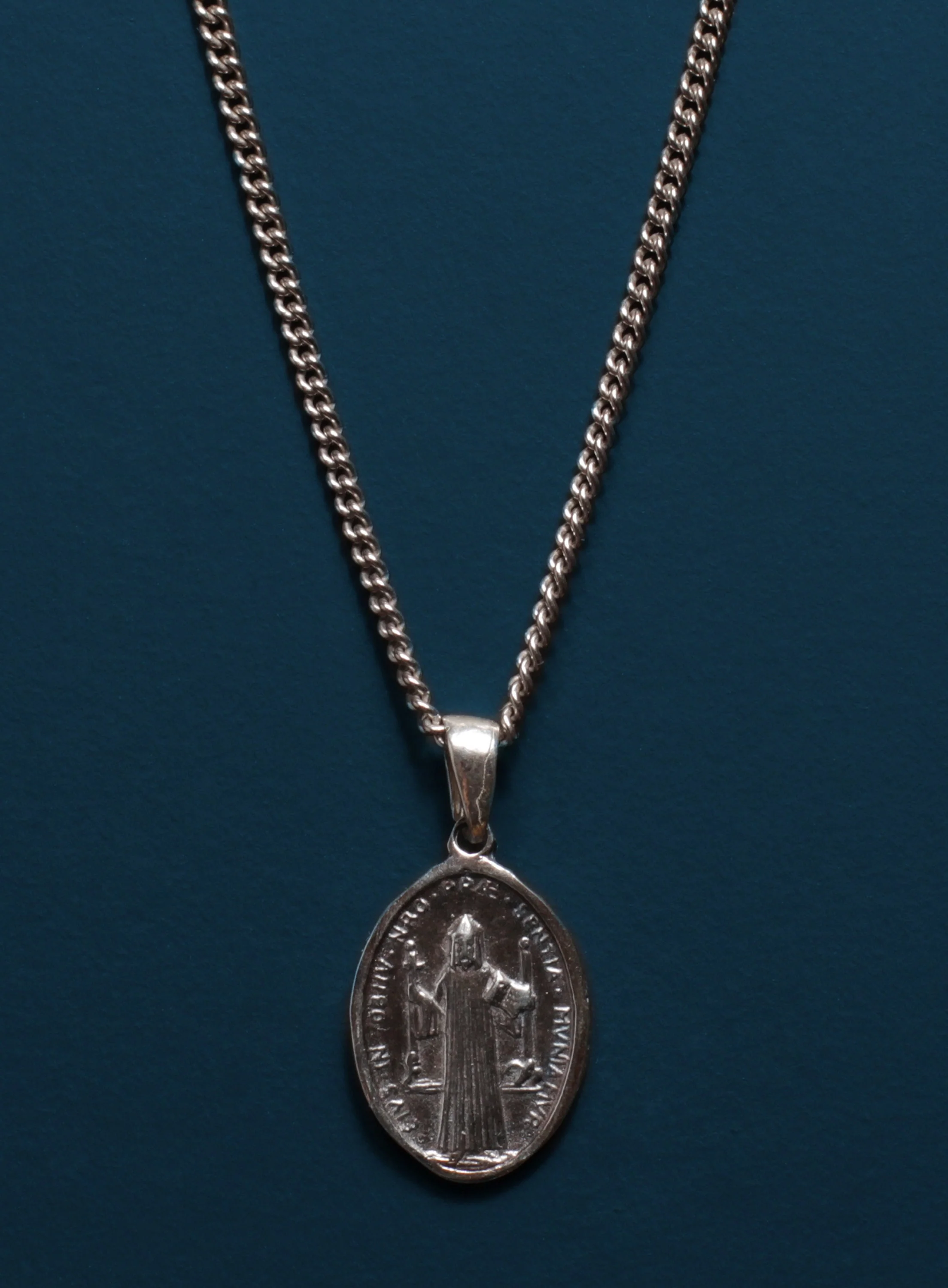 925 Sterling Silver St Benedict Oval Medal /
