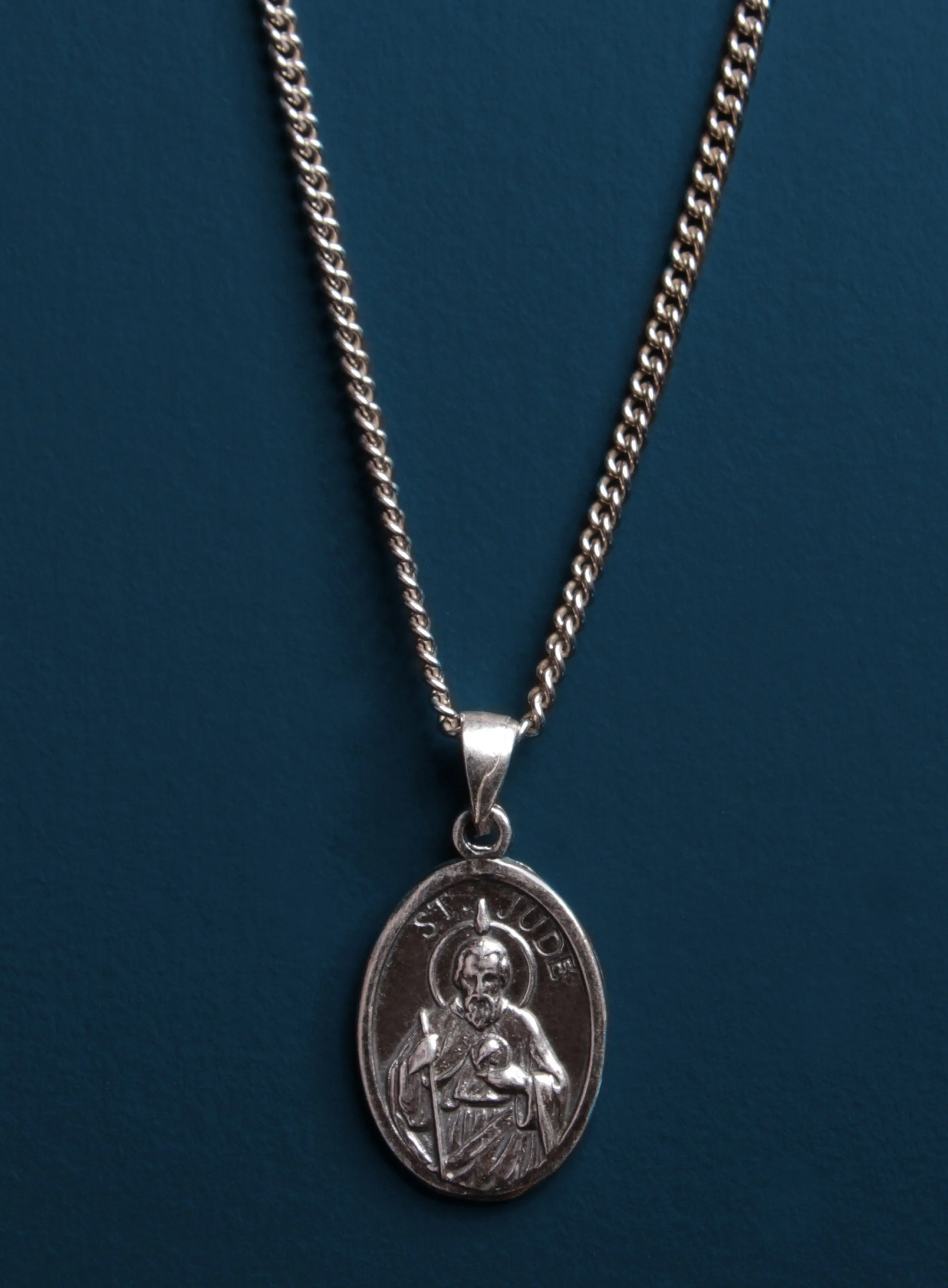 St. Jude Sterling Silver Oval Medal Necklace