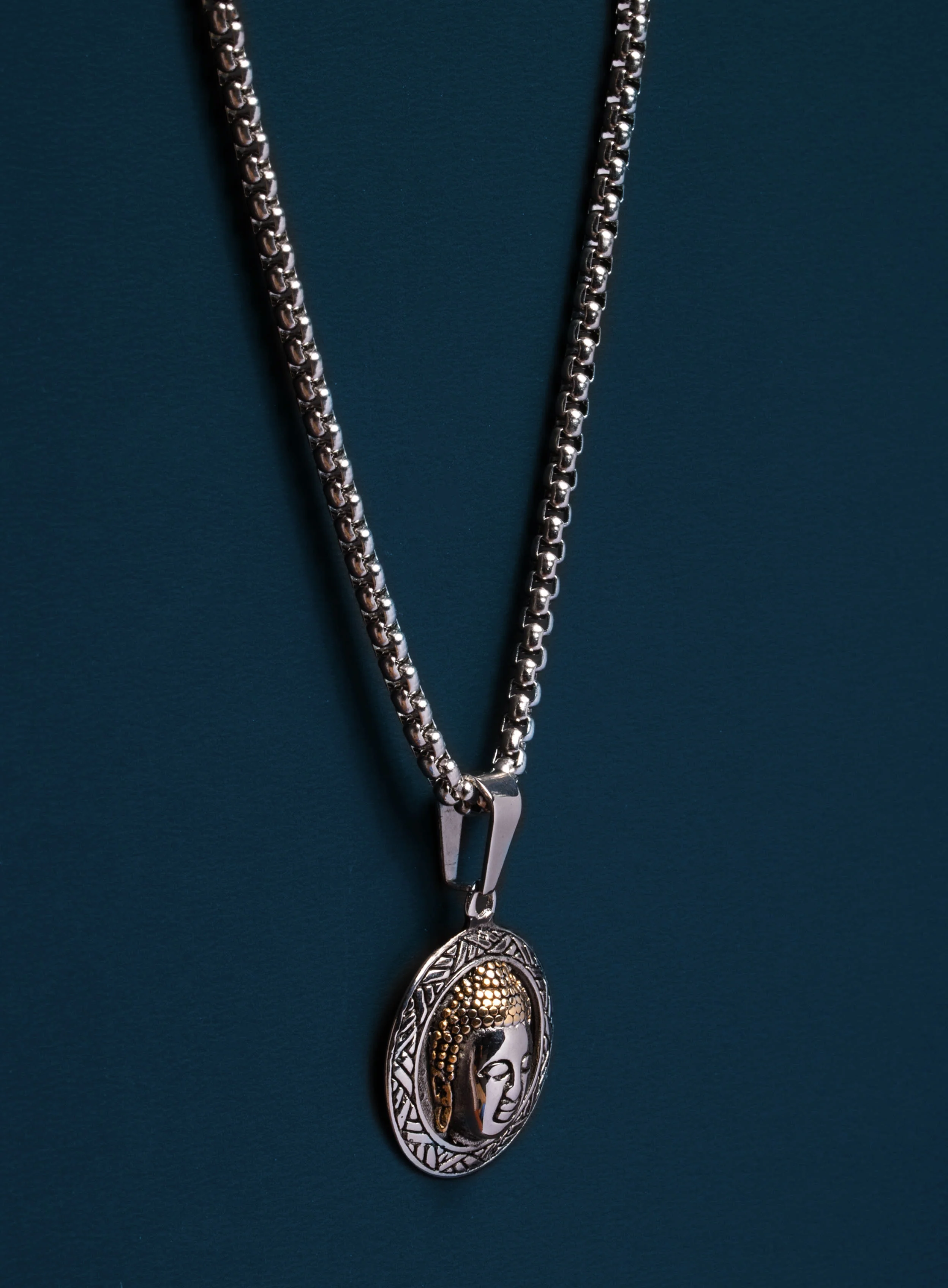 Stainless Steel Buddha Head Pendant Necklace for Men - Image 4
