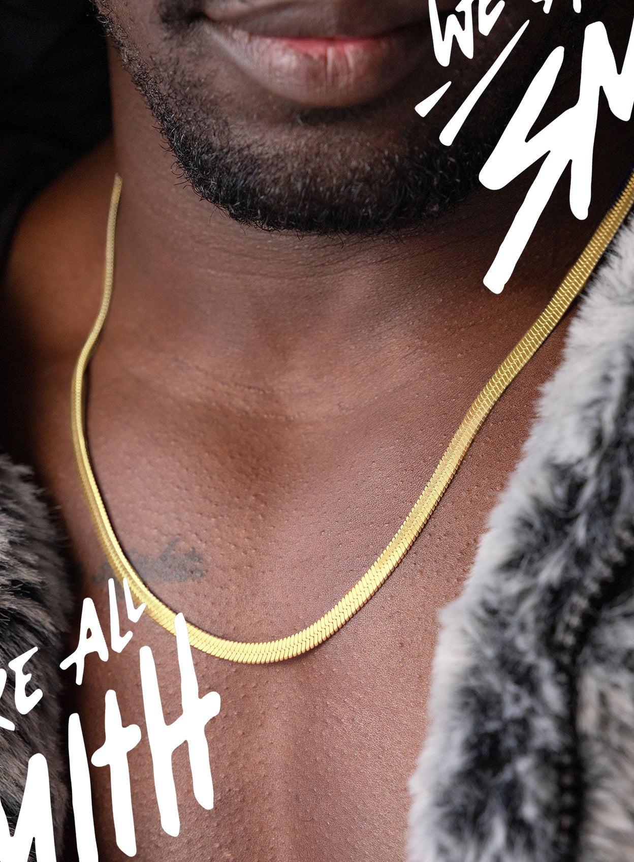 Stainless Steel Gold Plated 5mm Herringbone Chain Necklace - Image 2
