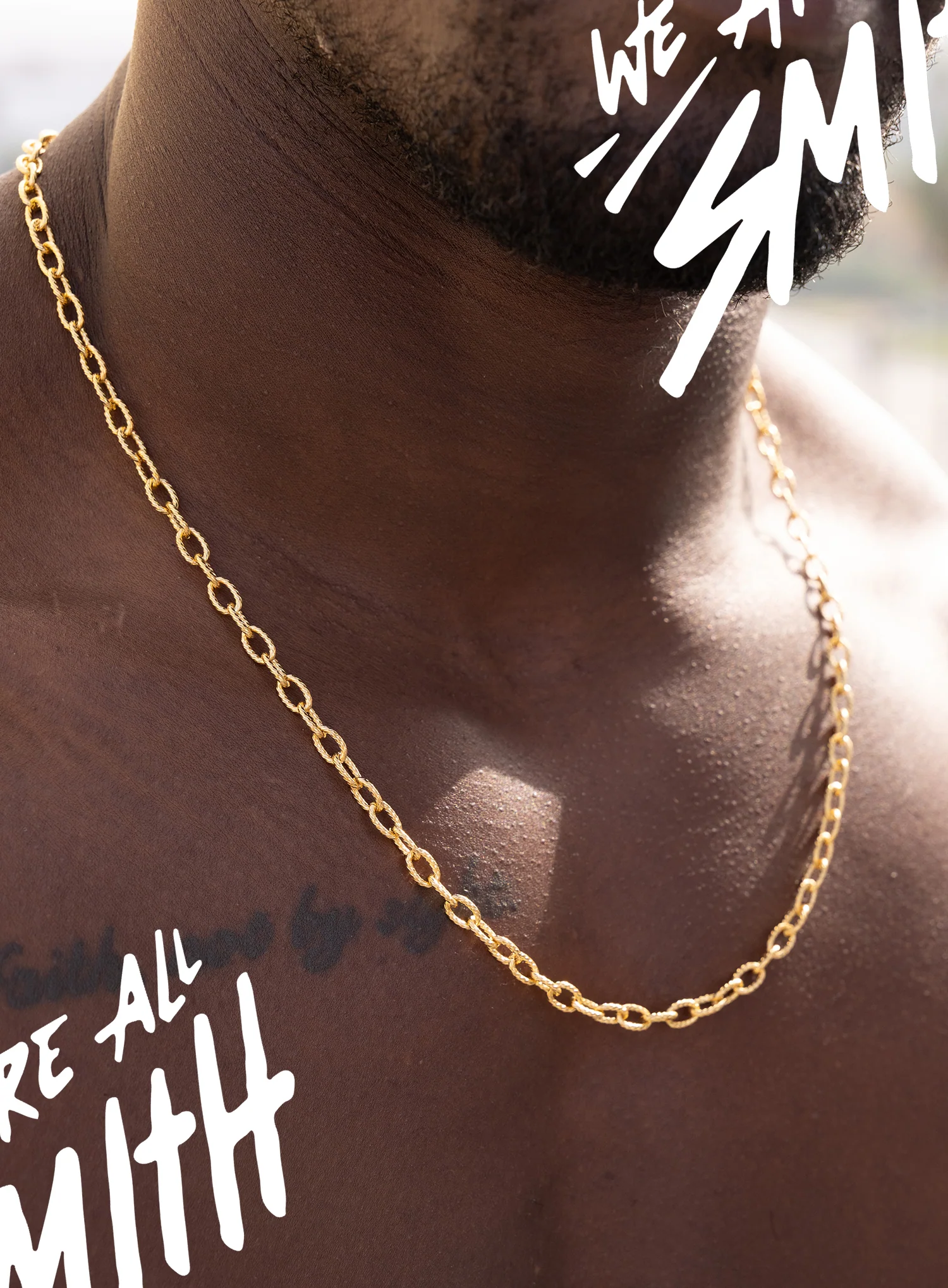 Stainless Steel Gold Plated 5mm Textured Cable Chain Necklace - Image 5
