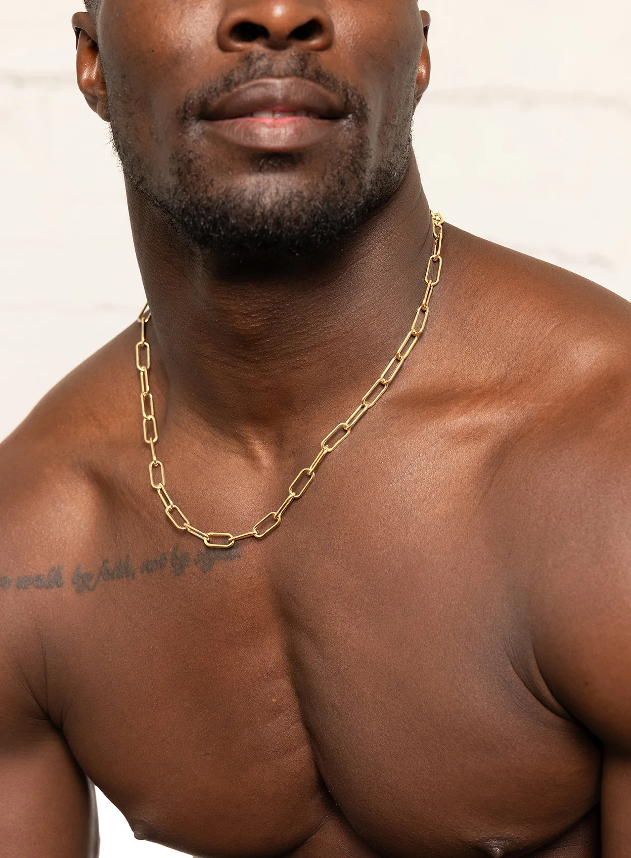 Stainless Steel Gold Plated 8mm Clip Chain Necklace