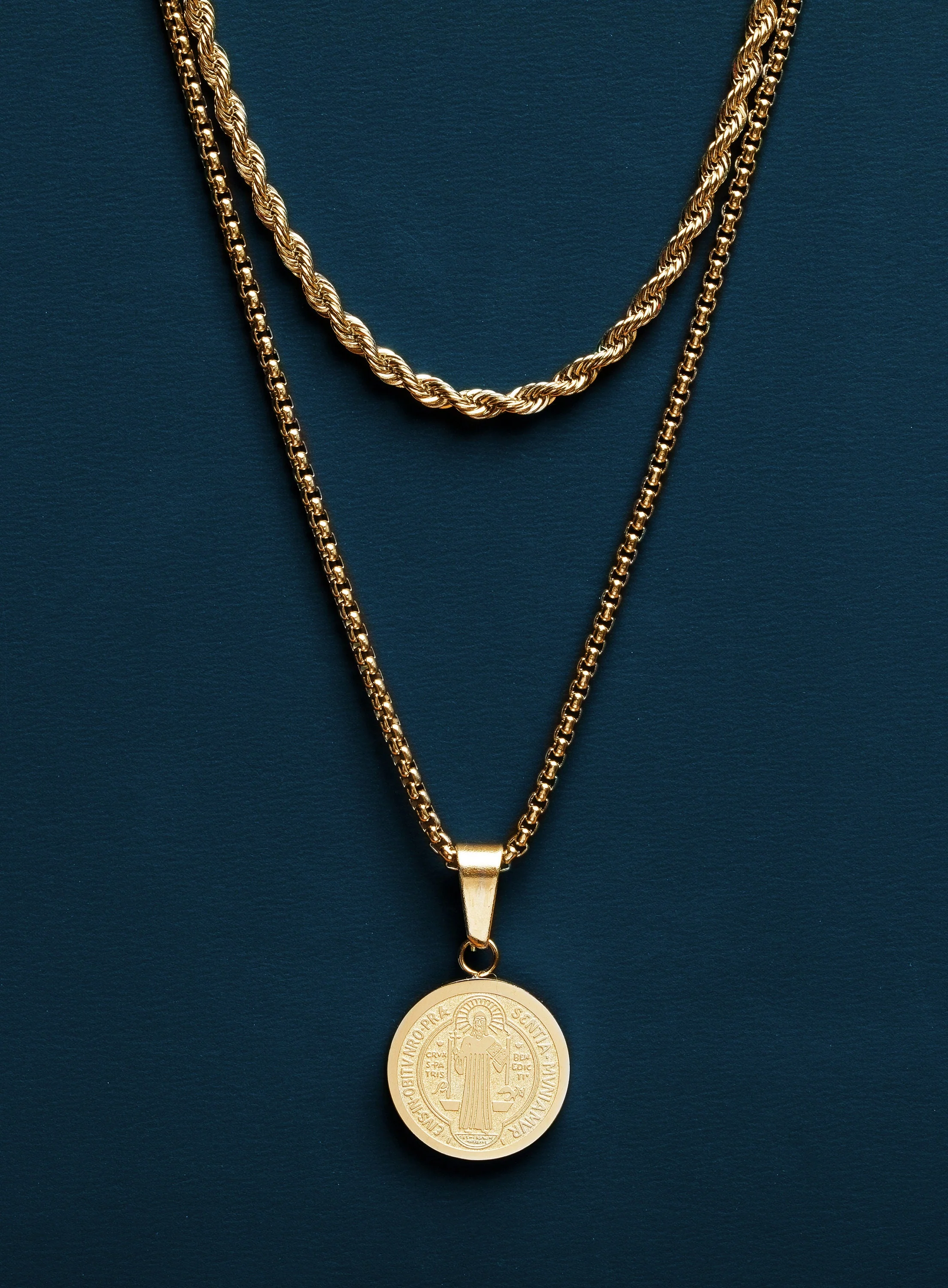 Saint Benedict Medal Necklace Set for Men - Image 4