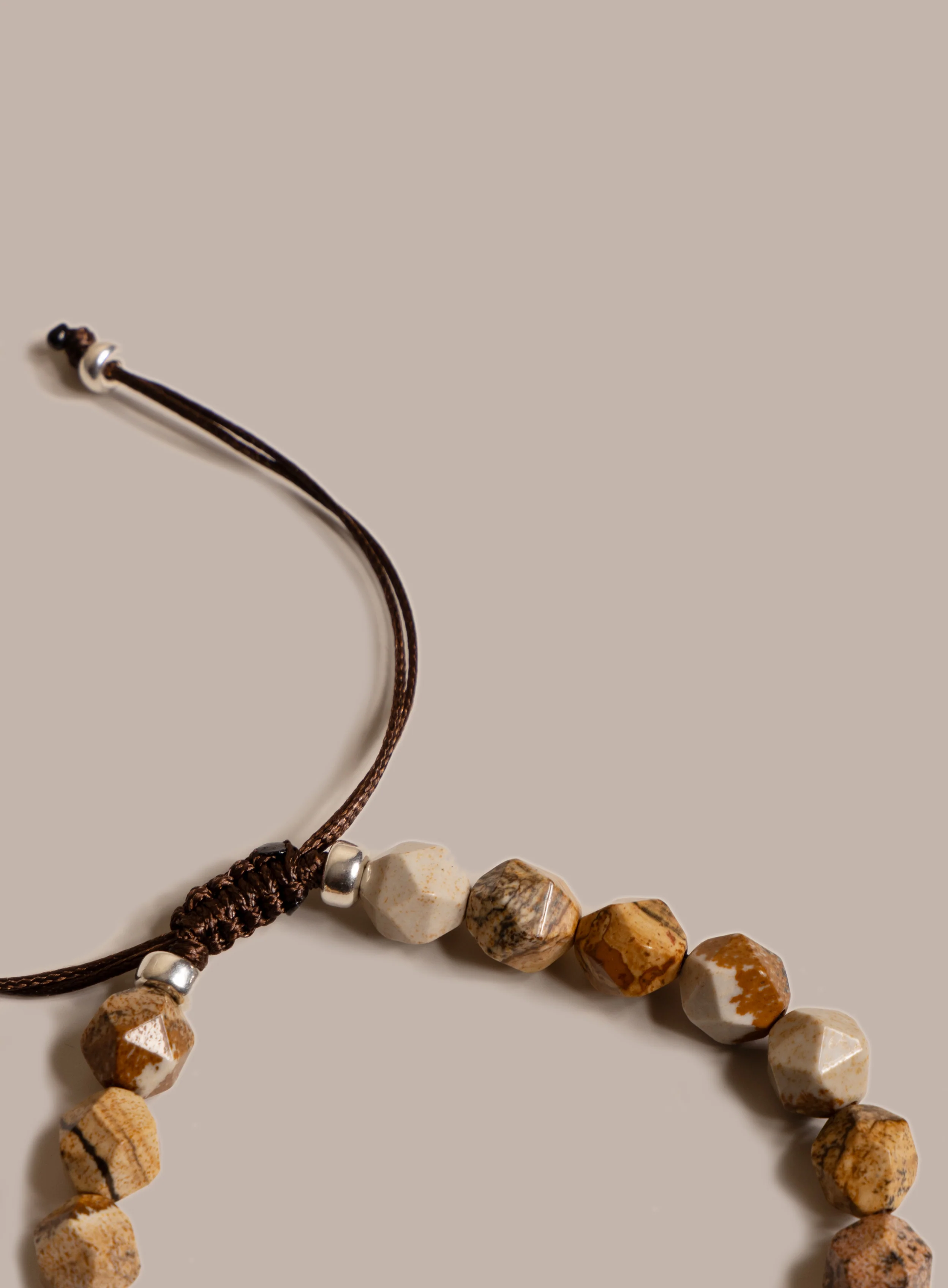Sterling Silver and Picture Jasper Bead Bracelet for Men - Image 7