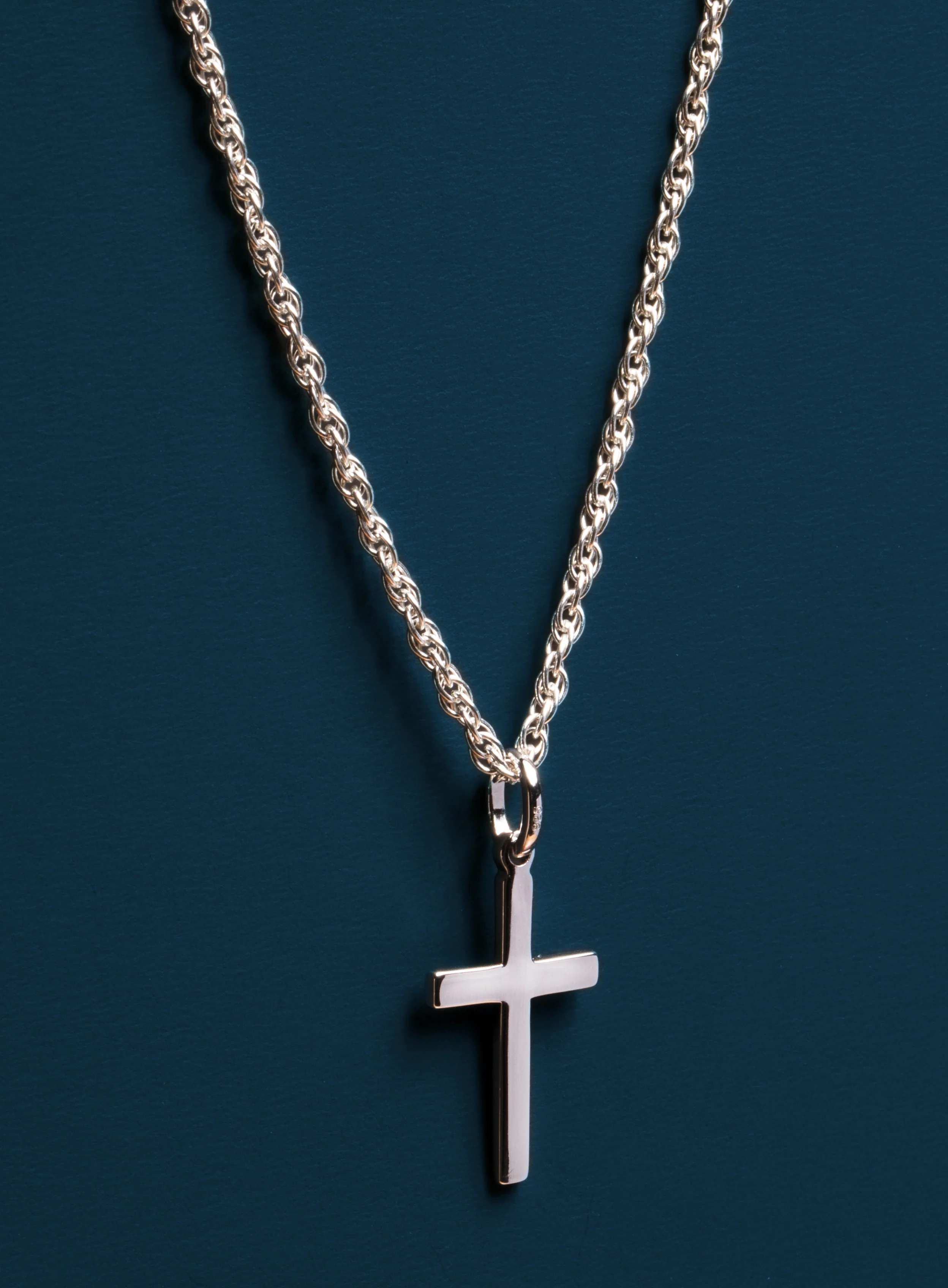 Sterling Silver Cross on Rope Chain - Image 4