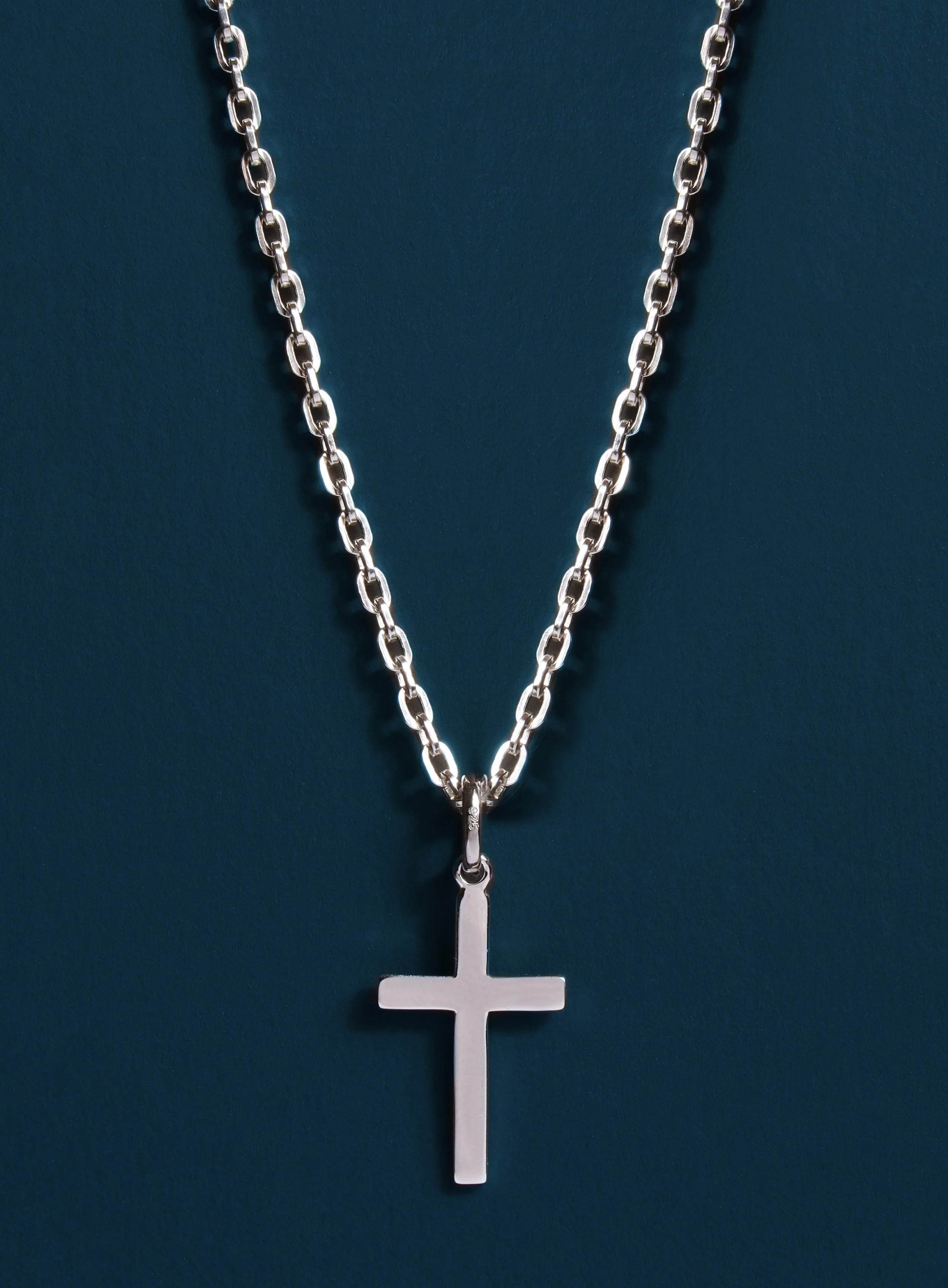 Sterling Silver Cross Necklace for Men (Cable) - Image 2