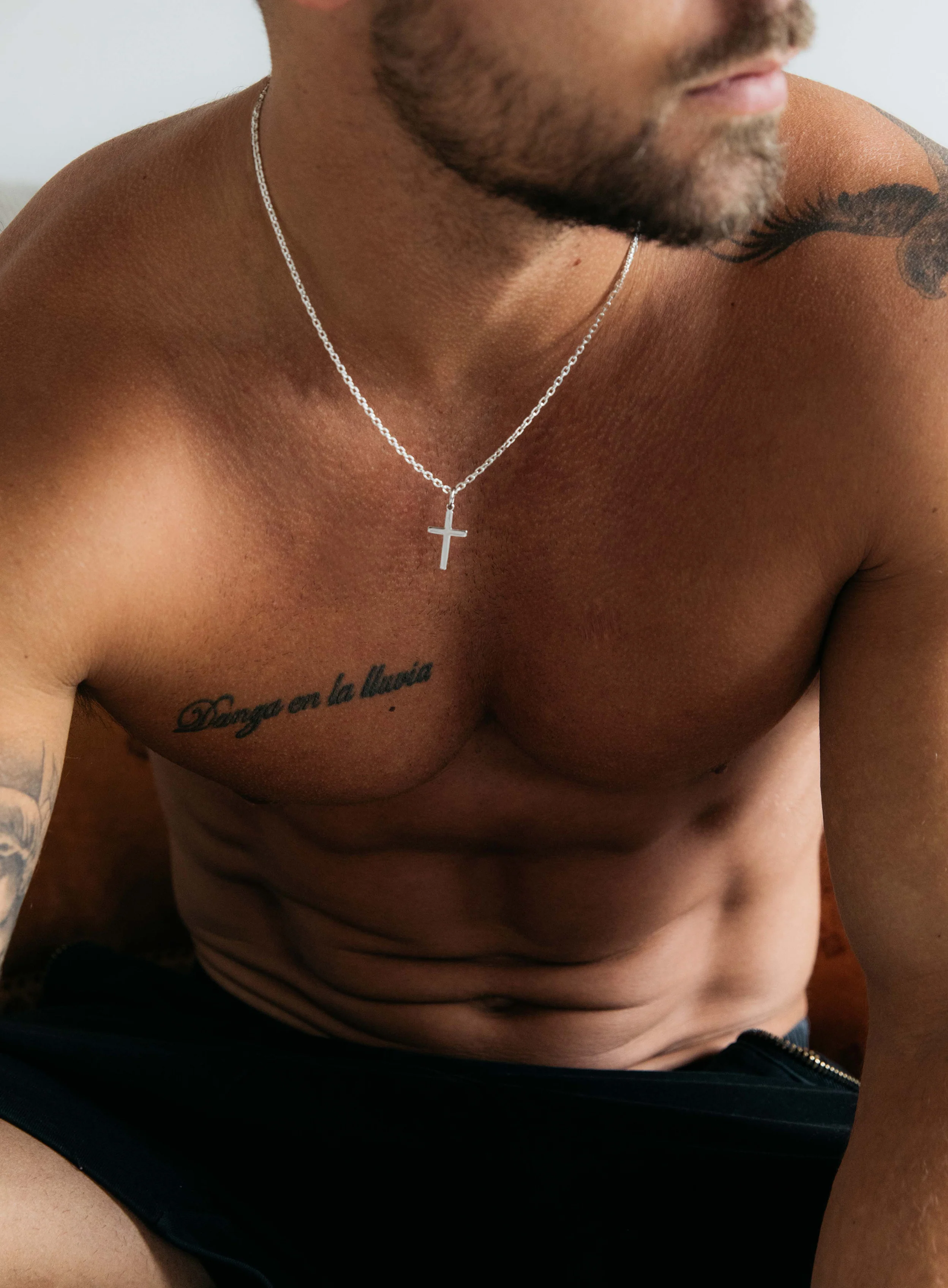 Sterling Silver Cross Necklace for Men (Cable) - Image 9
