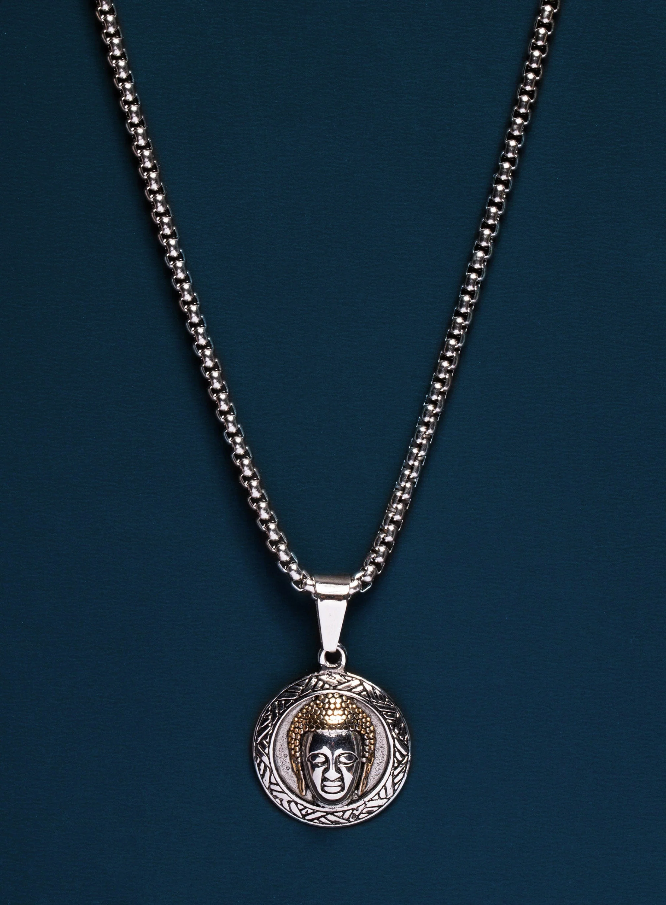 Sweatproof + Waterproof Buddha Head Pendant Necklace - Image 2