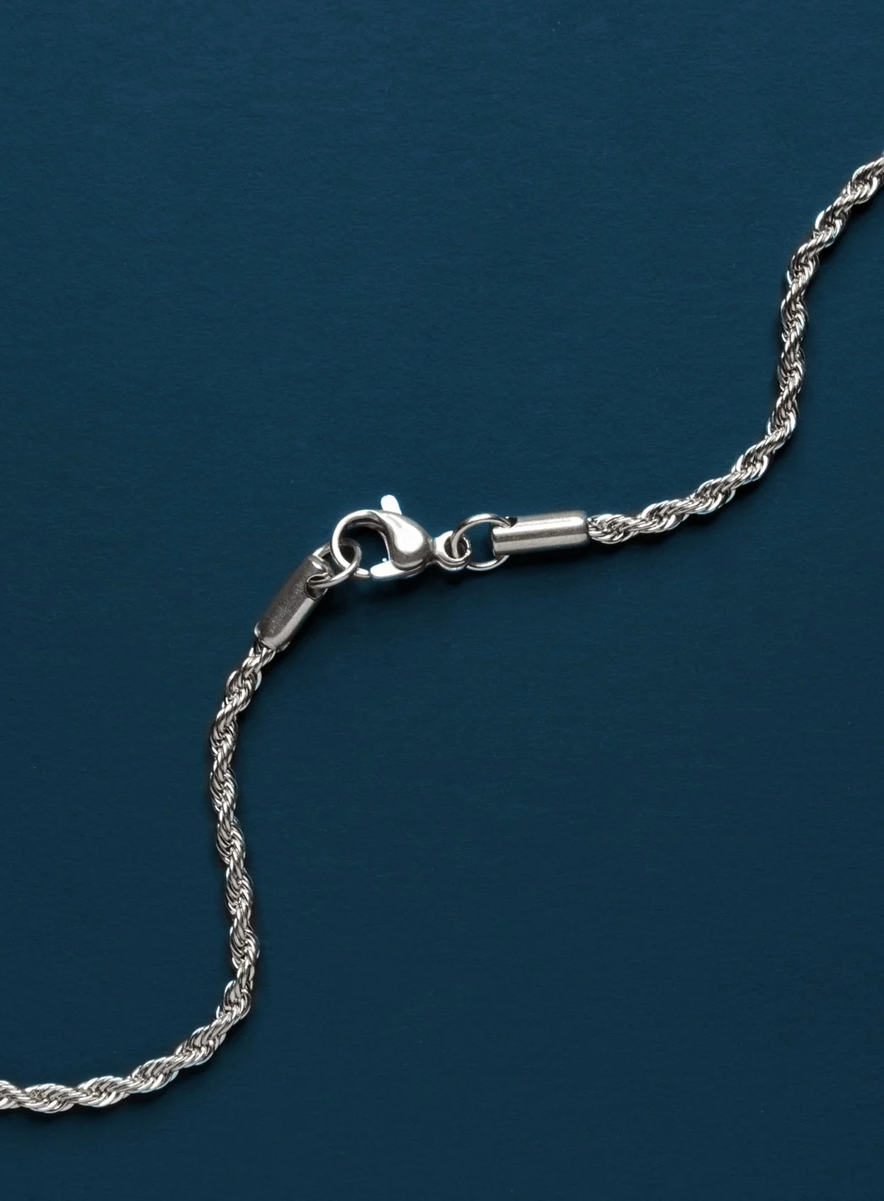 Sweatproof + Waterproof Silver Rope chain necklace 2.5 mm - Image 8