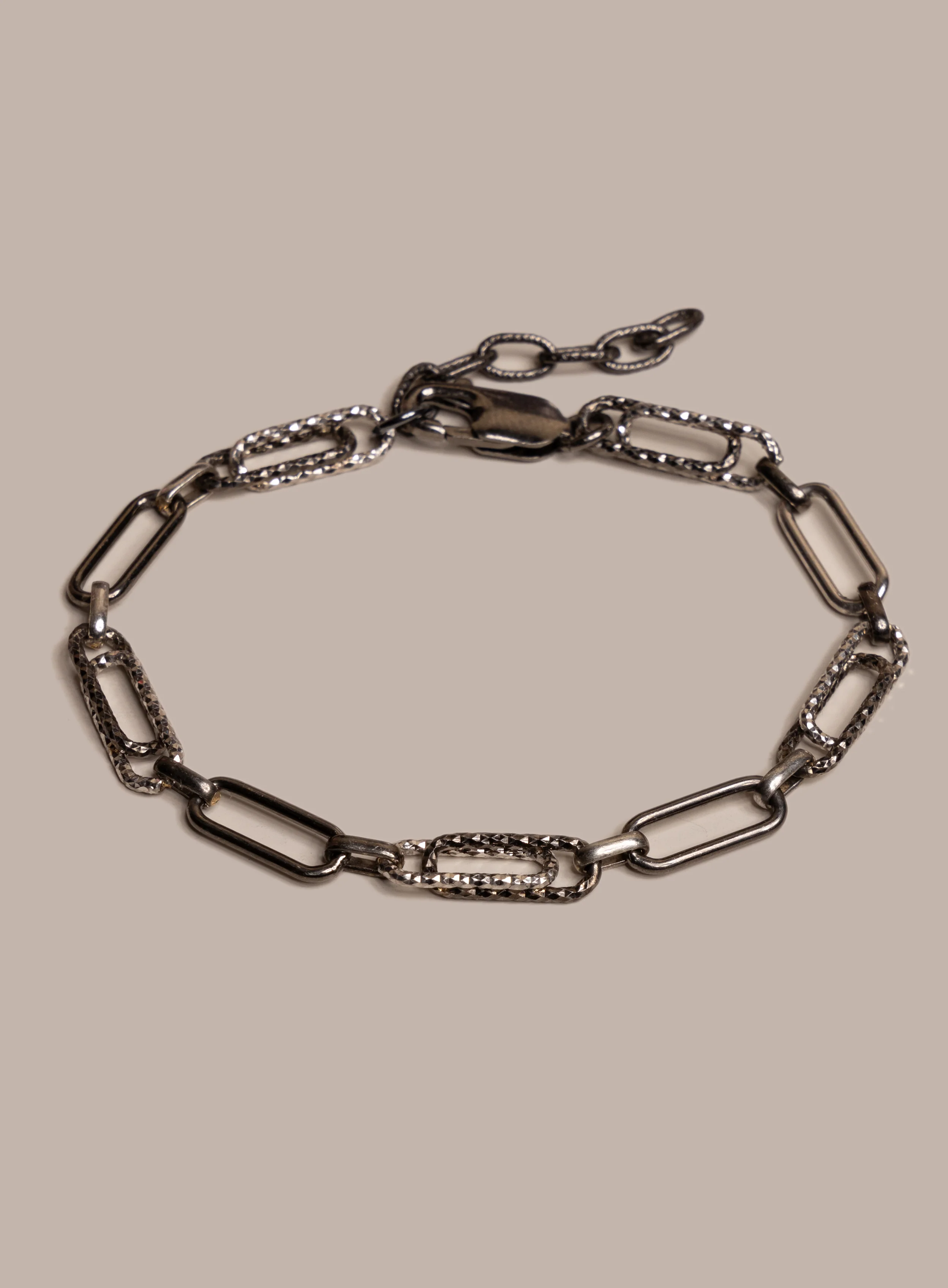 925 Oxidized Sterling Silver Laser Adjustable Clip Chain Bracelet for Men - Image 5