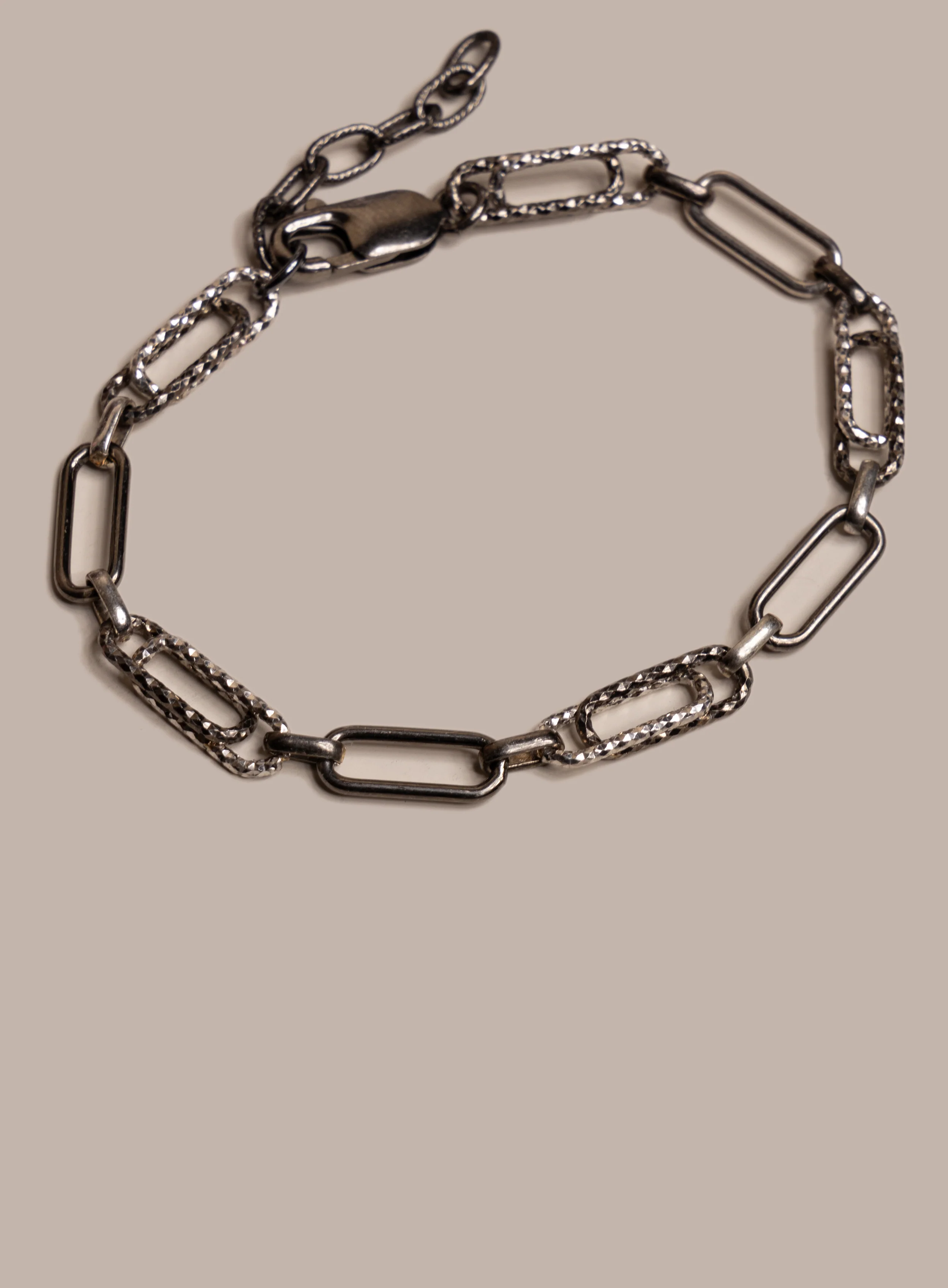 925 Oxidized Sterling Silver Laser Adjustable Clip Chain Bracelet for Men - Image 7