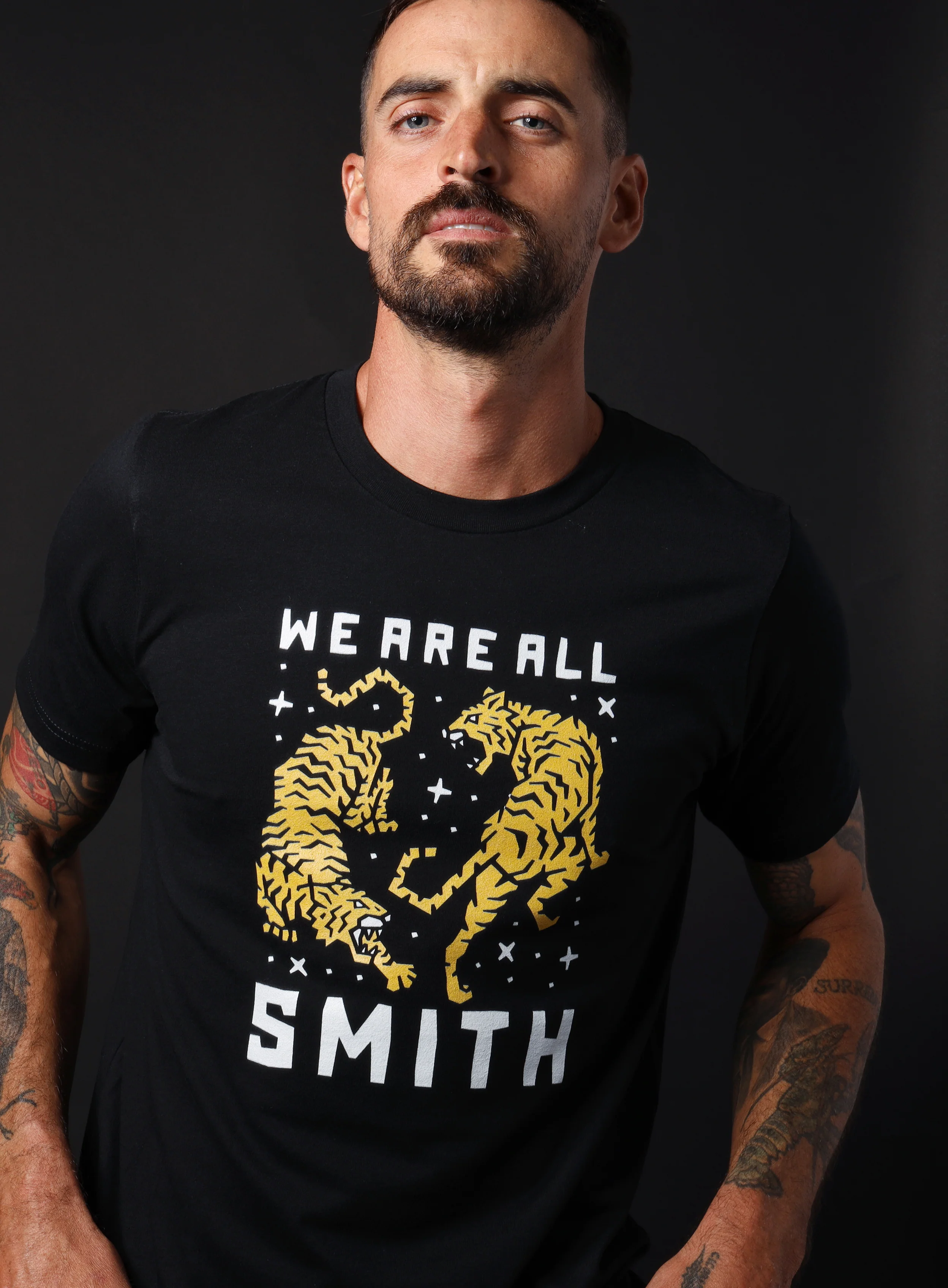 Unisex Double Tigers Black Short Sleeve t-shirt - Image 4